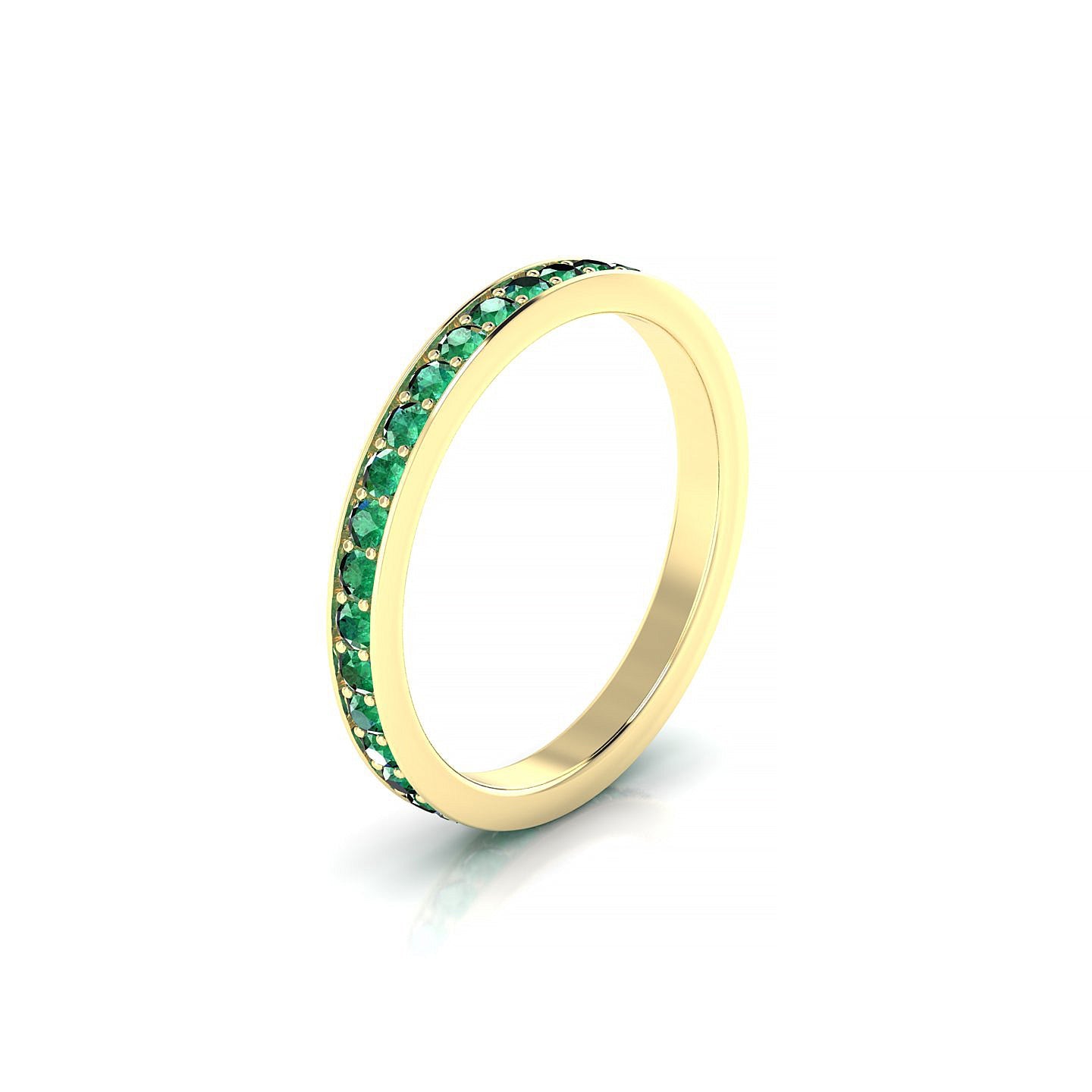 Fusion | 18k Yellow Gold 1.7 mm Round Emerald Ring