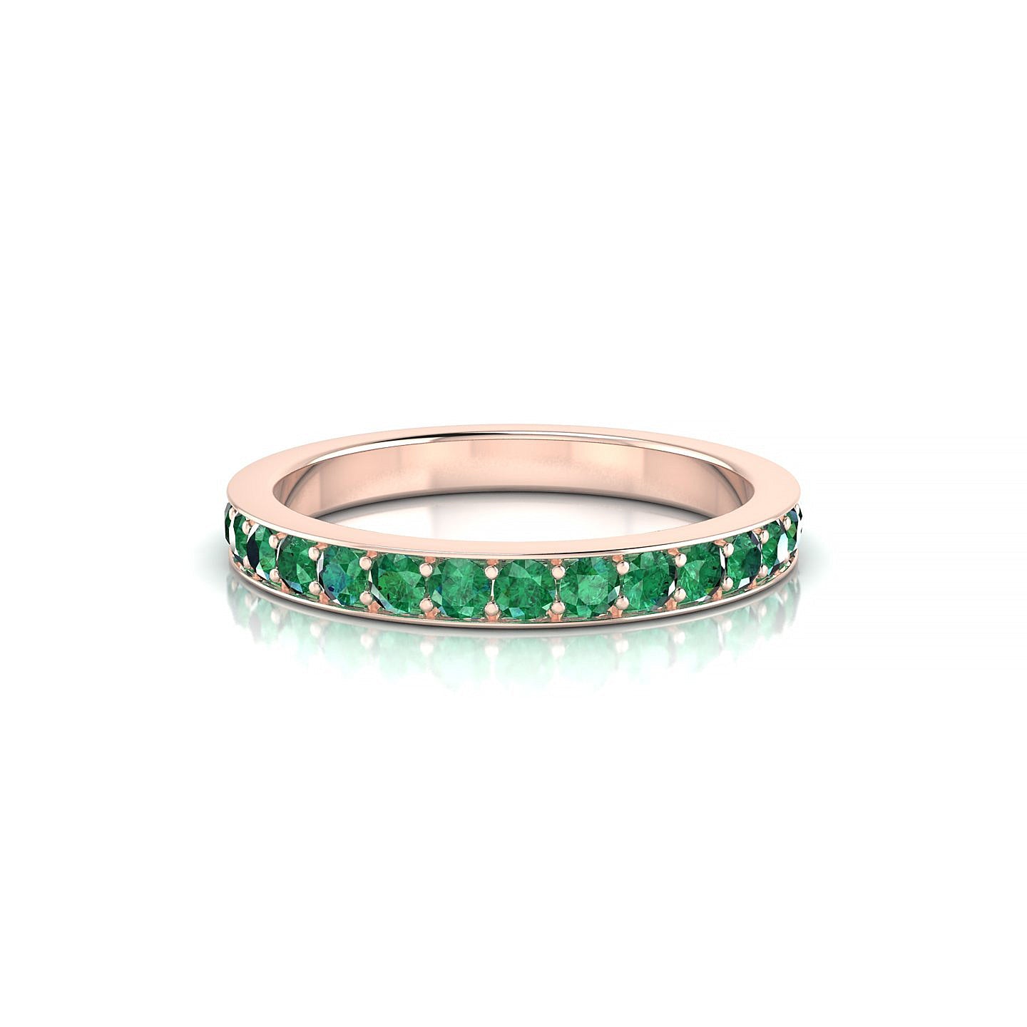 Fusion | 18k Rose Gold 2 mm Round Emerald Ring