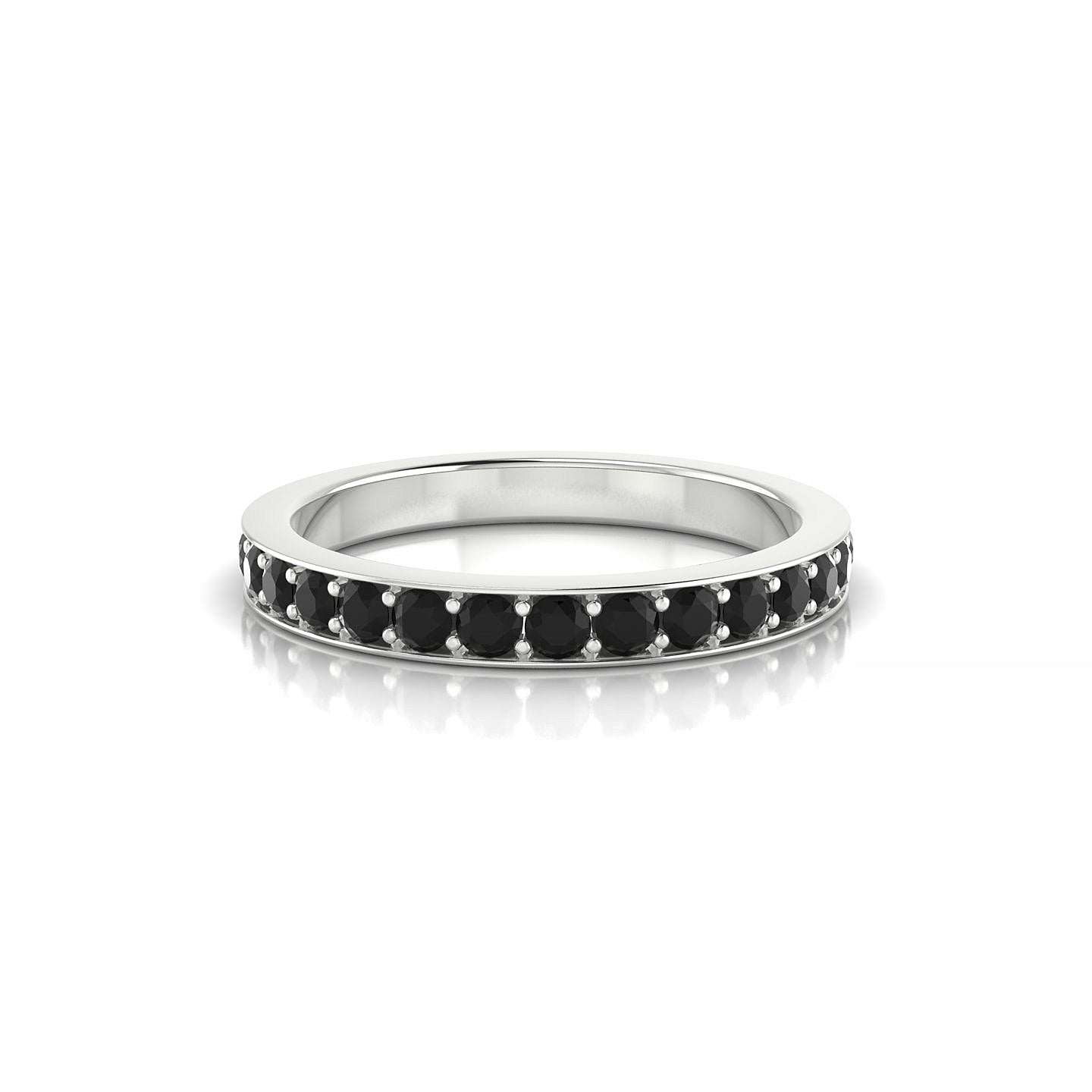 Fusion | 18k White Gold 2 mm Round Black Diamond Ring