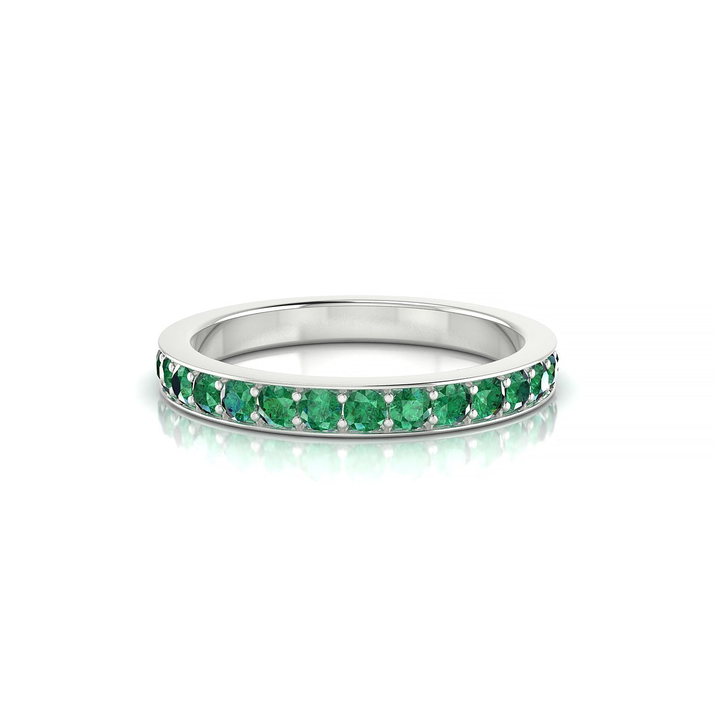 Fusion | 18k White Gold 2 mm Round Emerald Ring
