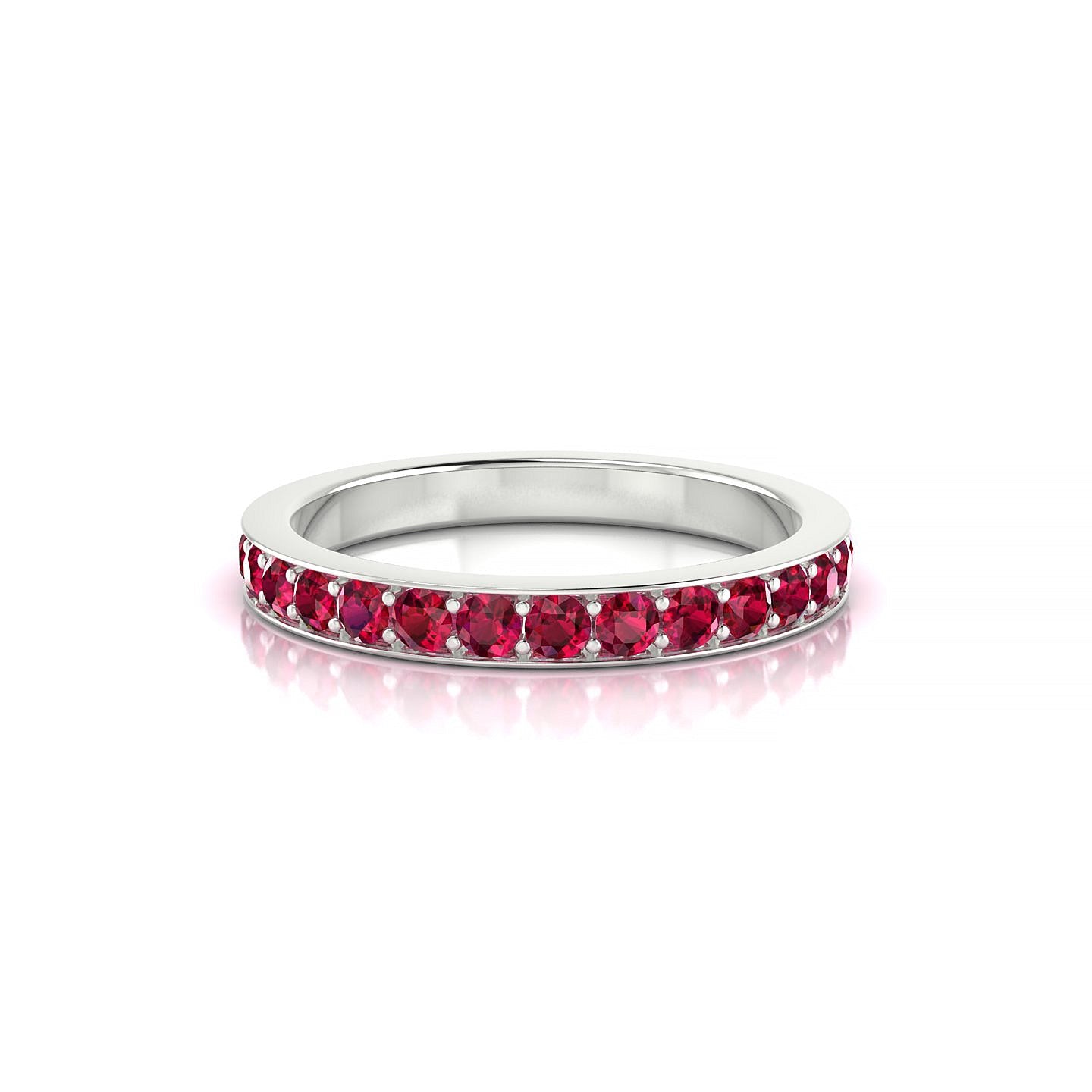 Fusion | 18k White Gold 2 mm Round Ruby Ring