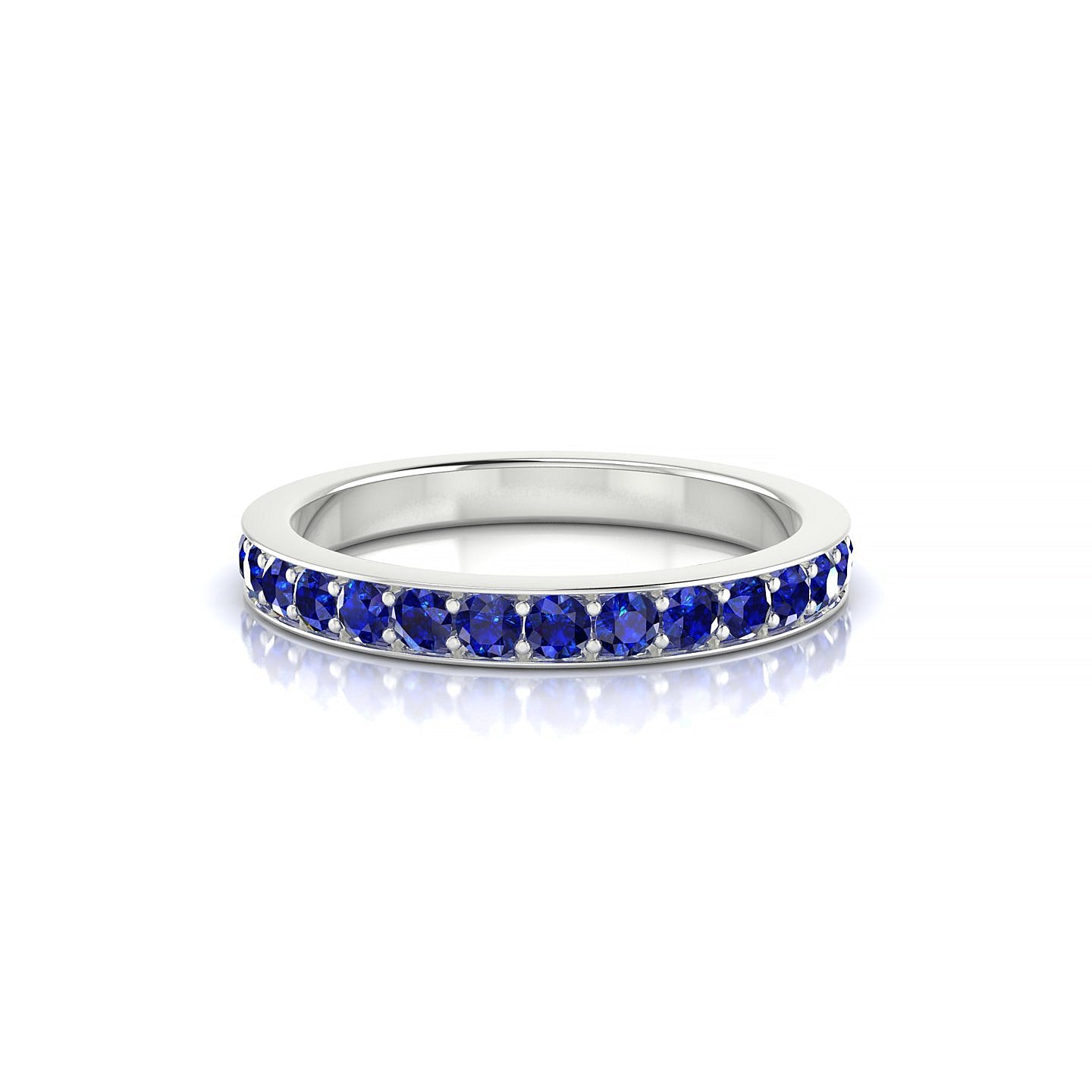 Fusion | 18k White Gold 2 mm Round Sapphire Ring