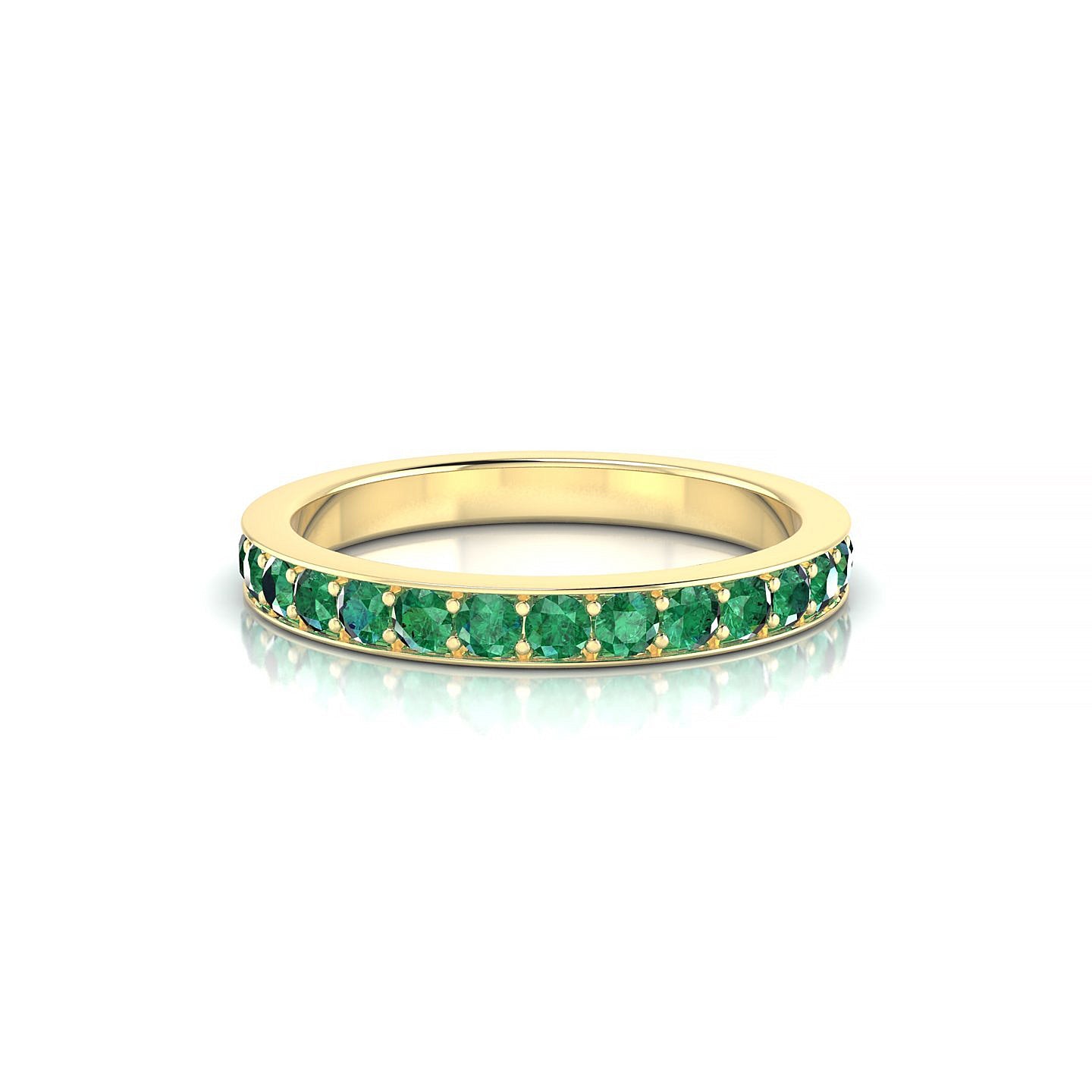 Fusion | 18k Yellow Gold 2 mm Round Emerald Ring