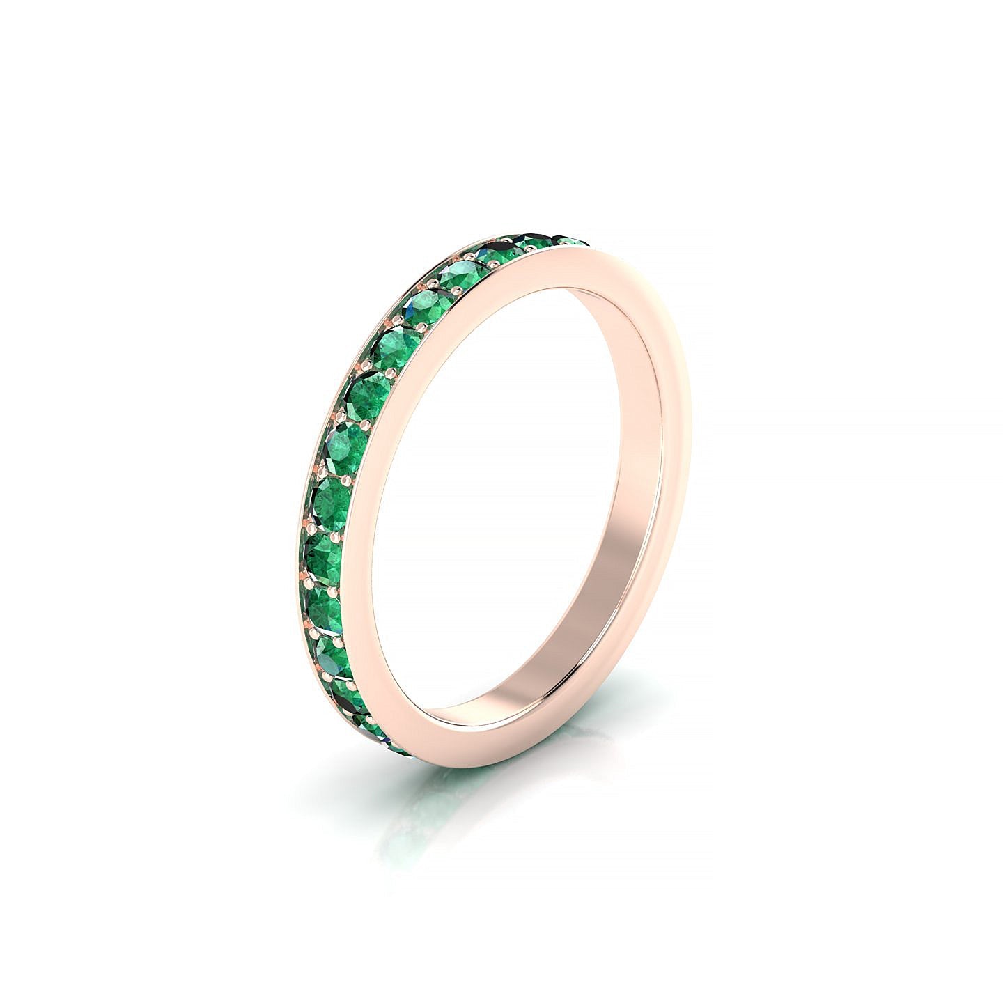 Fusion | 18k Rose Gold 2 mm Round Emerald Ring