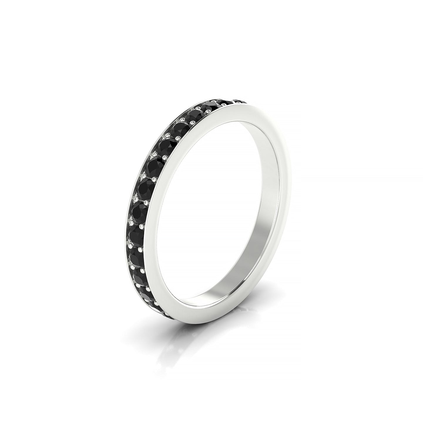 Fusion | 18k White Gold 2 mm Round Black Diamond Ring