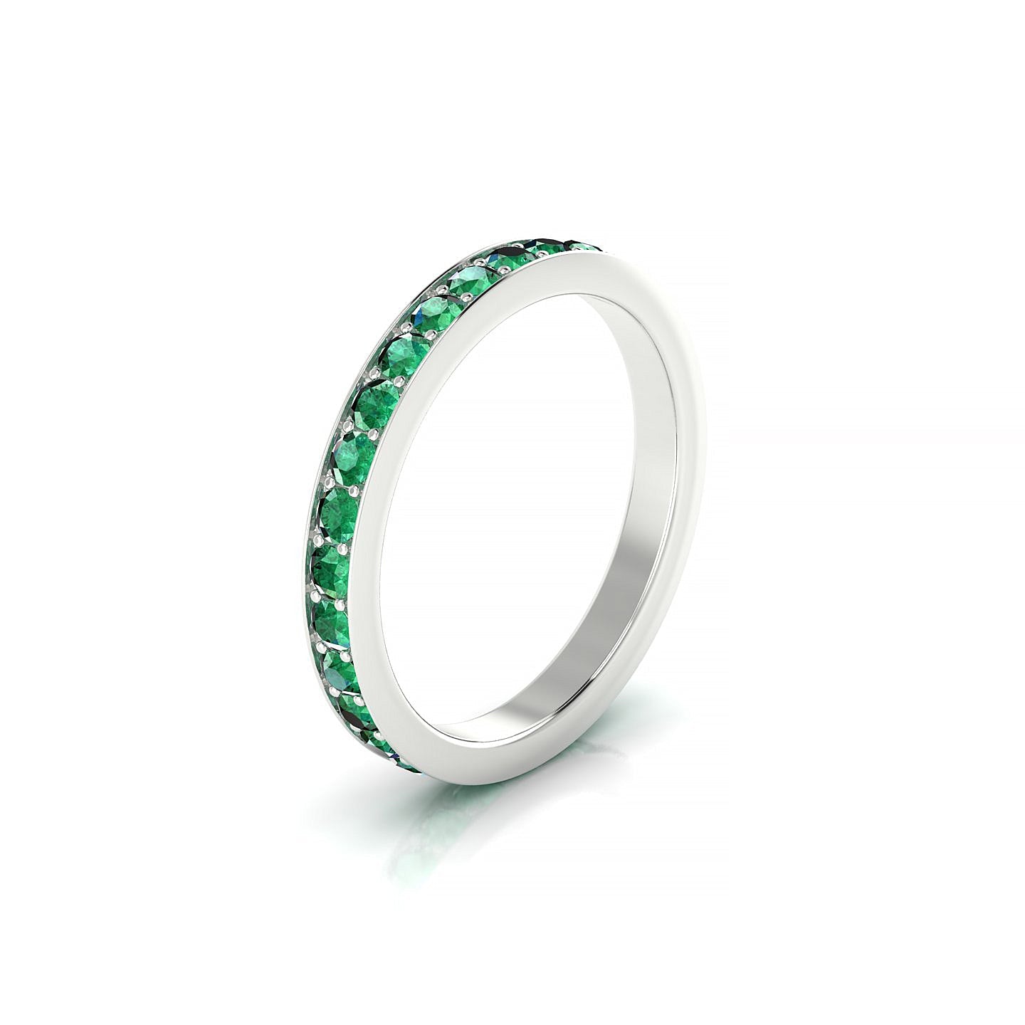 Fusion | 18k White Gold 2 mm Round Emerald Ring