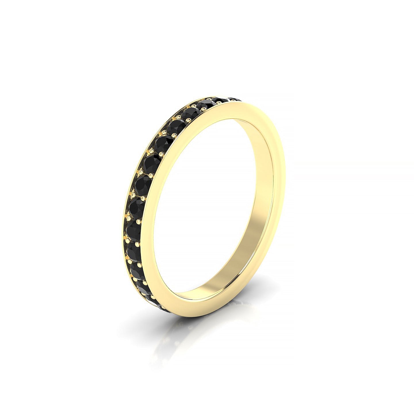 Fusion | 18k Yellow Gold 2 mm Round Black Diamond Ring
