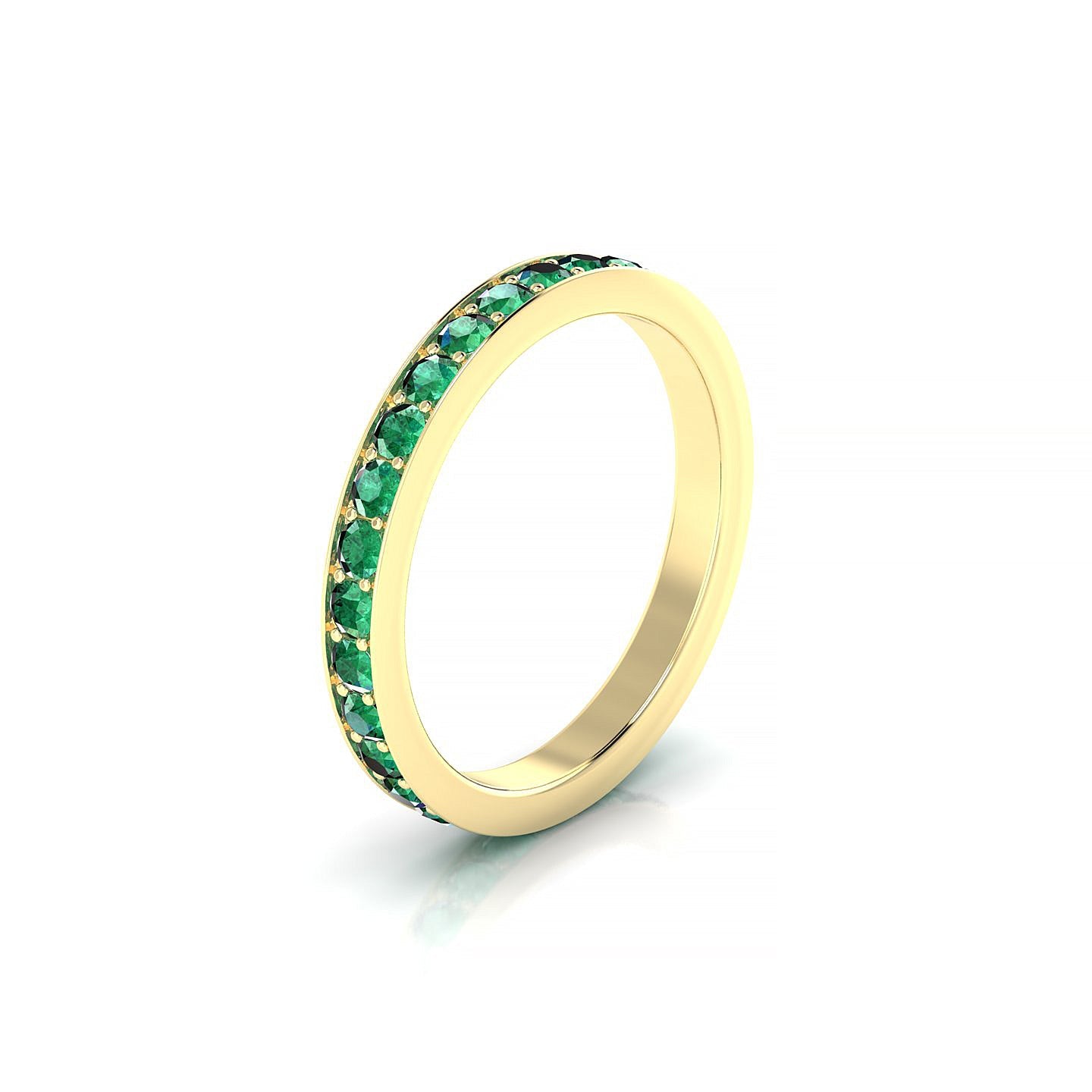 Fusion | 18k Yellow Gold 2 mm Round Emerald Ring