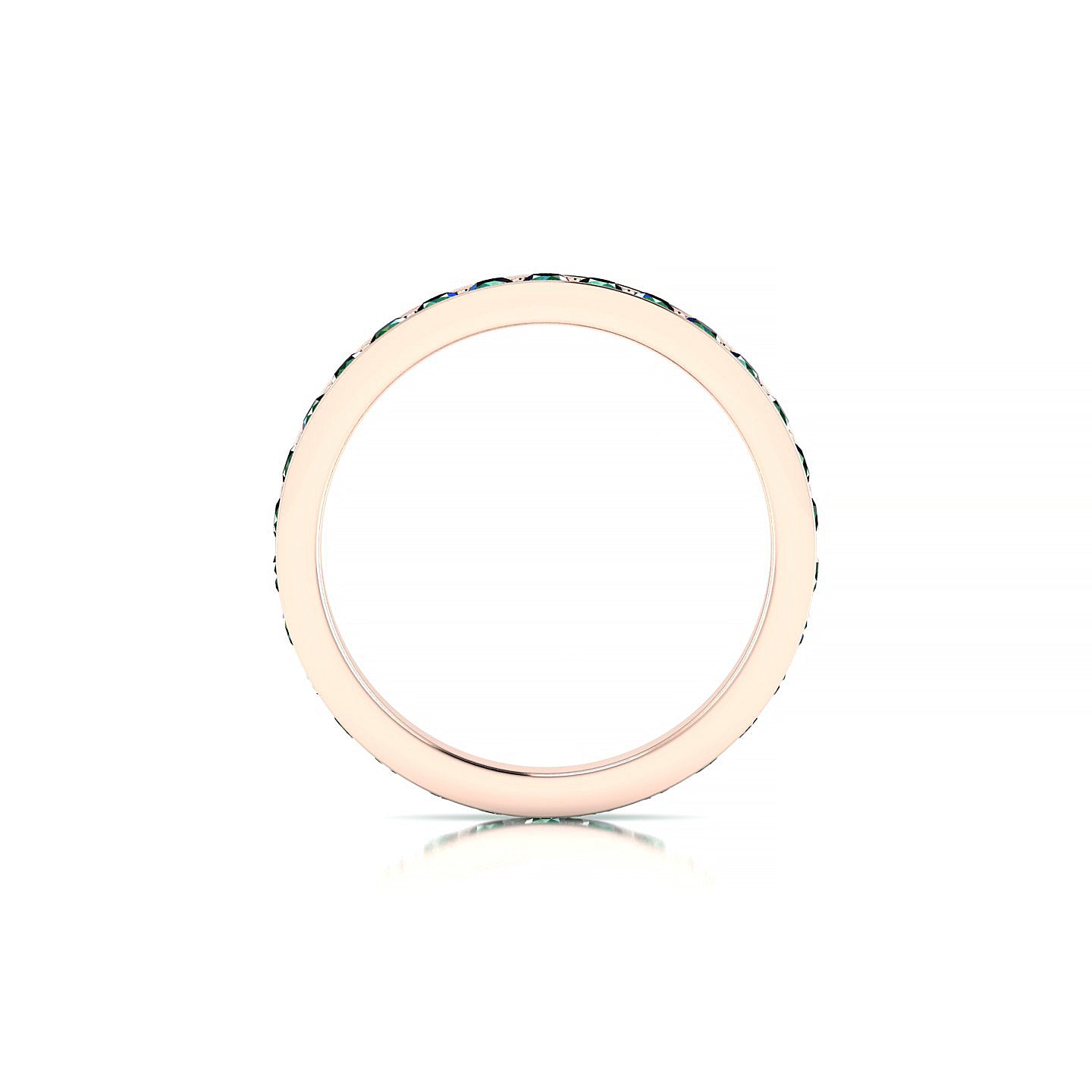 Fusion | 18k Rose Gold 2 mm Round Emerald Ring