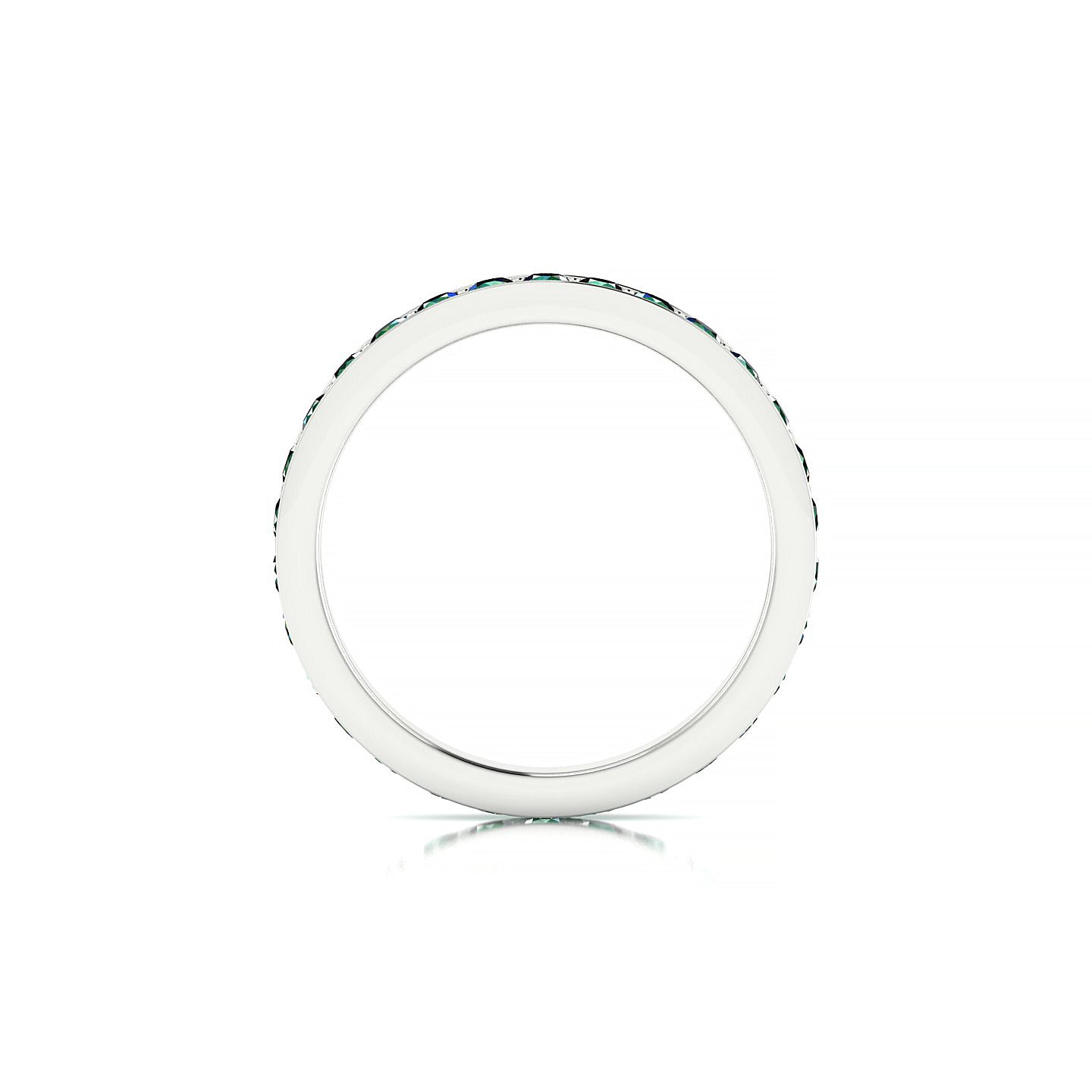 Fusion | 18k White Gold 2 mm Round Emerald Ring