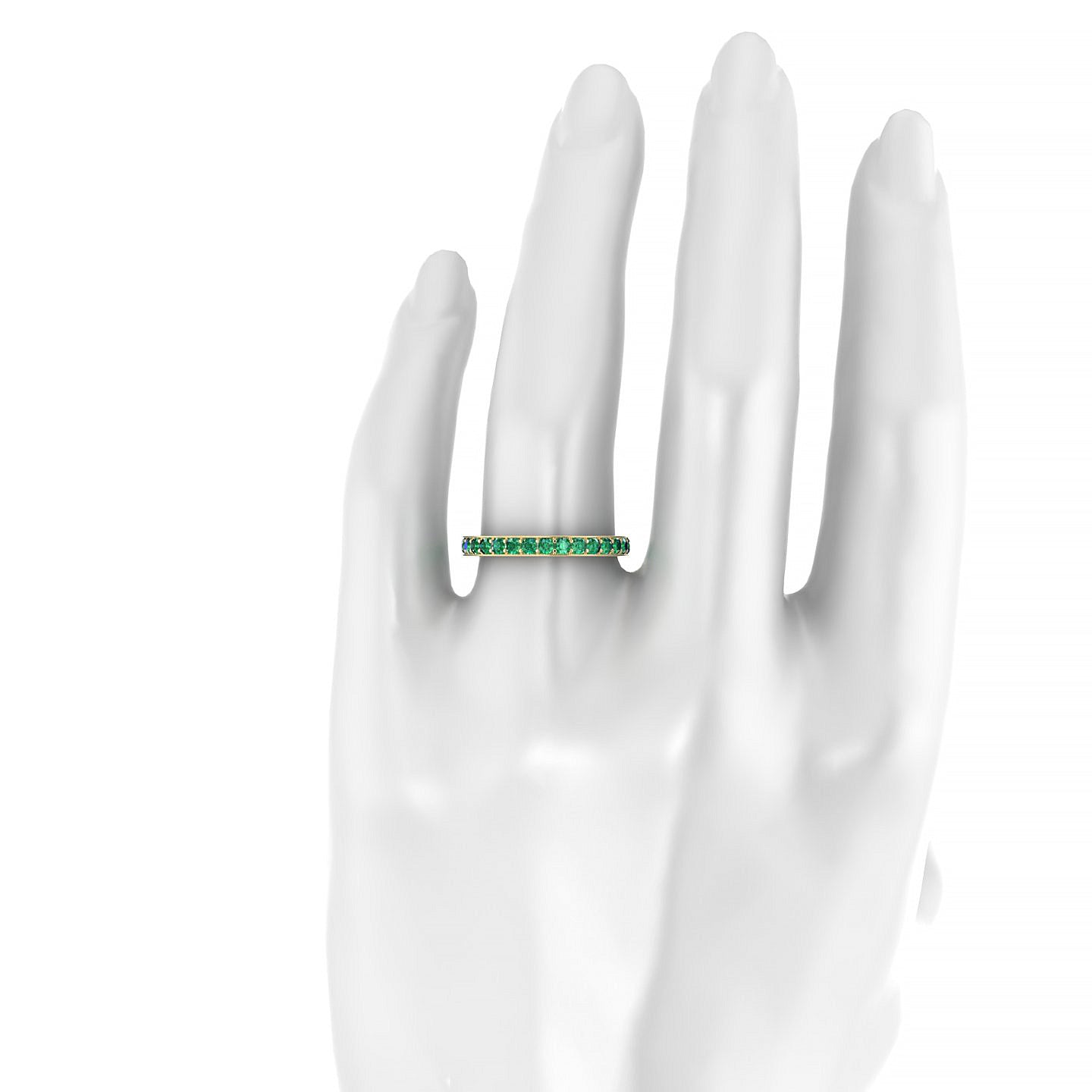 Fusion | 18k Yellow Gold 2 mm Round Emerald Ring