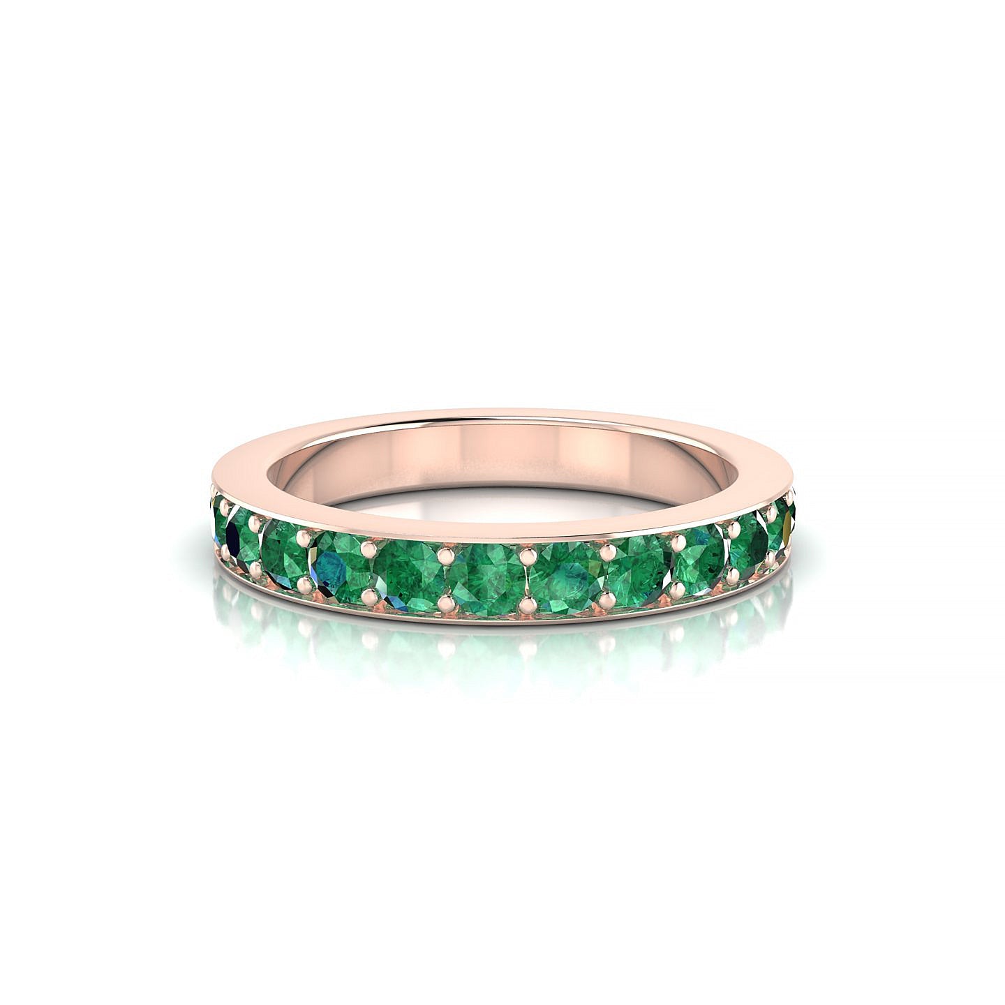 Fusion | 18k Rose Gold 2.5 mm Round Emerald Ring