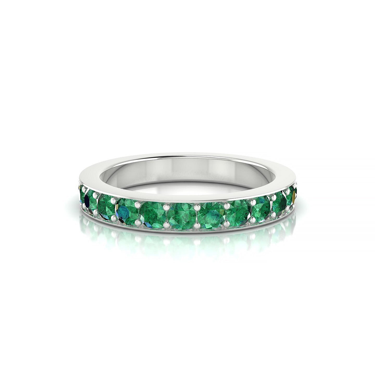 Fusion | 18k White Gold 2.5 mm Round Emerald Ring