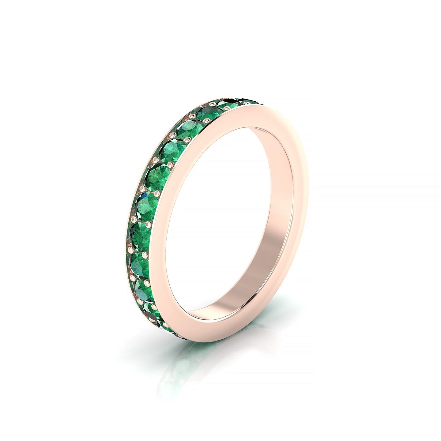 Fusion | 18k Rose Gold 2.5 mm Round Emerald Ring