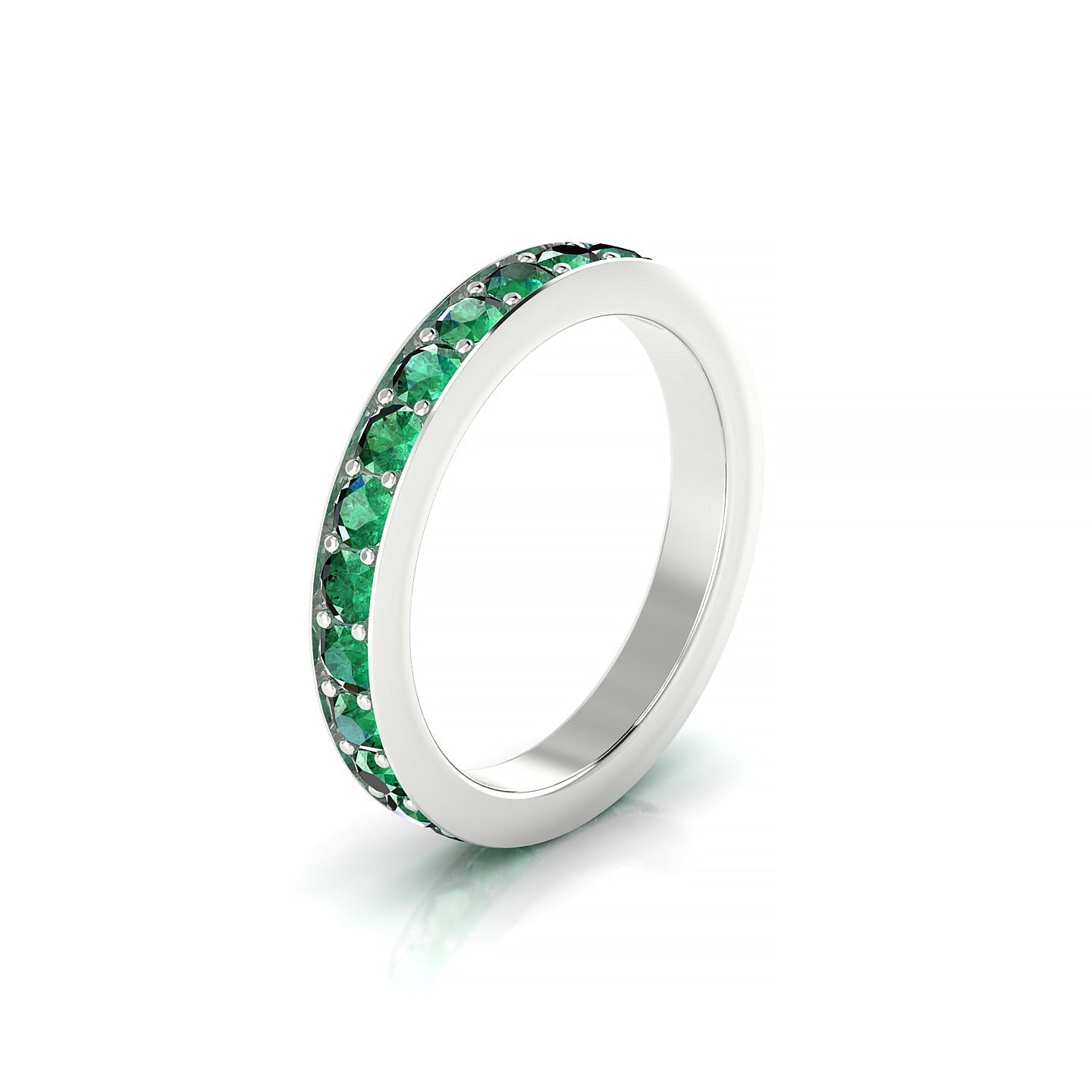 Fusion | 18k White Gold 2.5 mm Round Emerald Ring