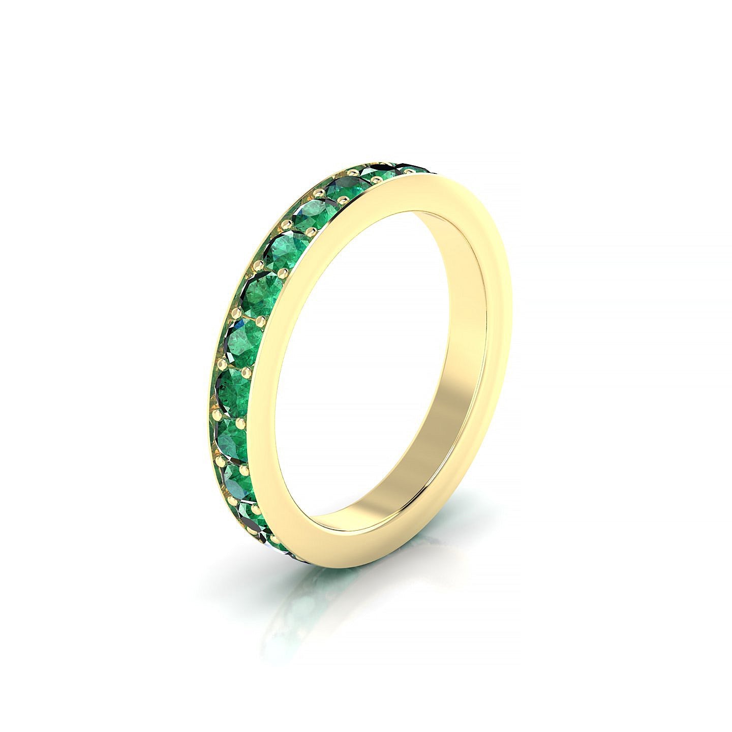 Fusion | 18k Yellow Gold 2.5 mm Round Emerald Ring