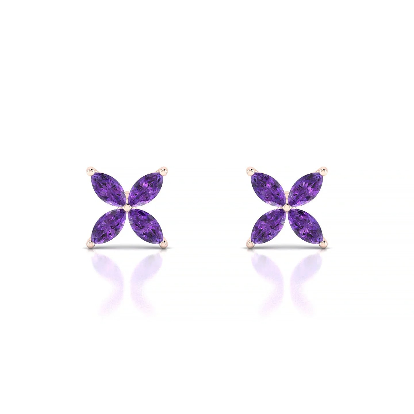Glimpse | 18k Rose Gold 4 x 2 mm Marquise Amethyst Earrings