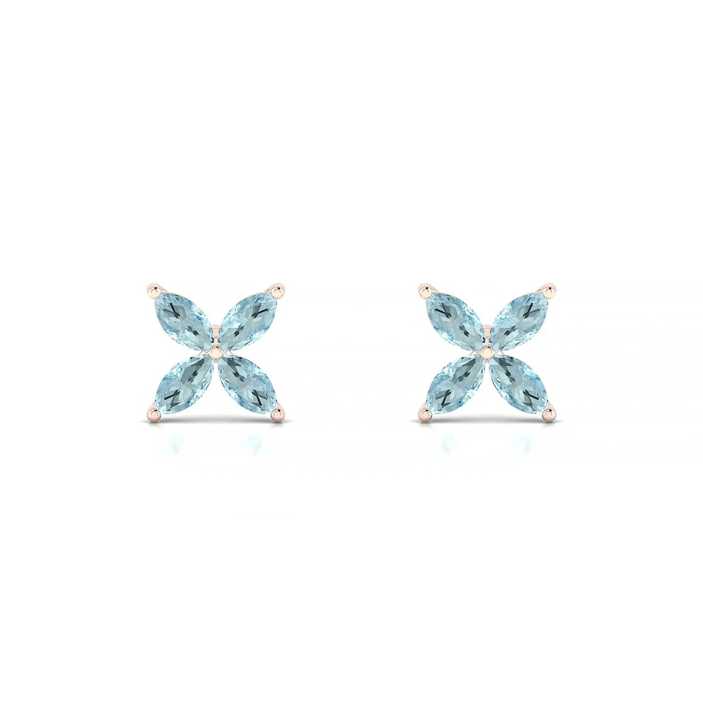 Glimpse | 18k Rose Gold 4 x 2 mm Marquise Aquamarine Earrings