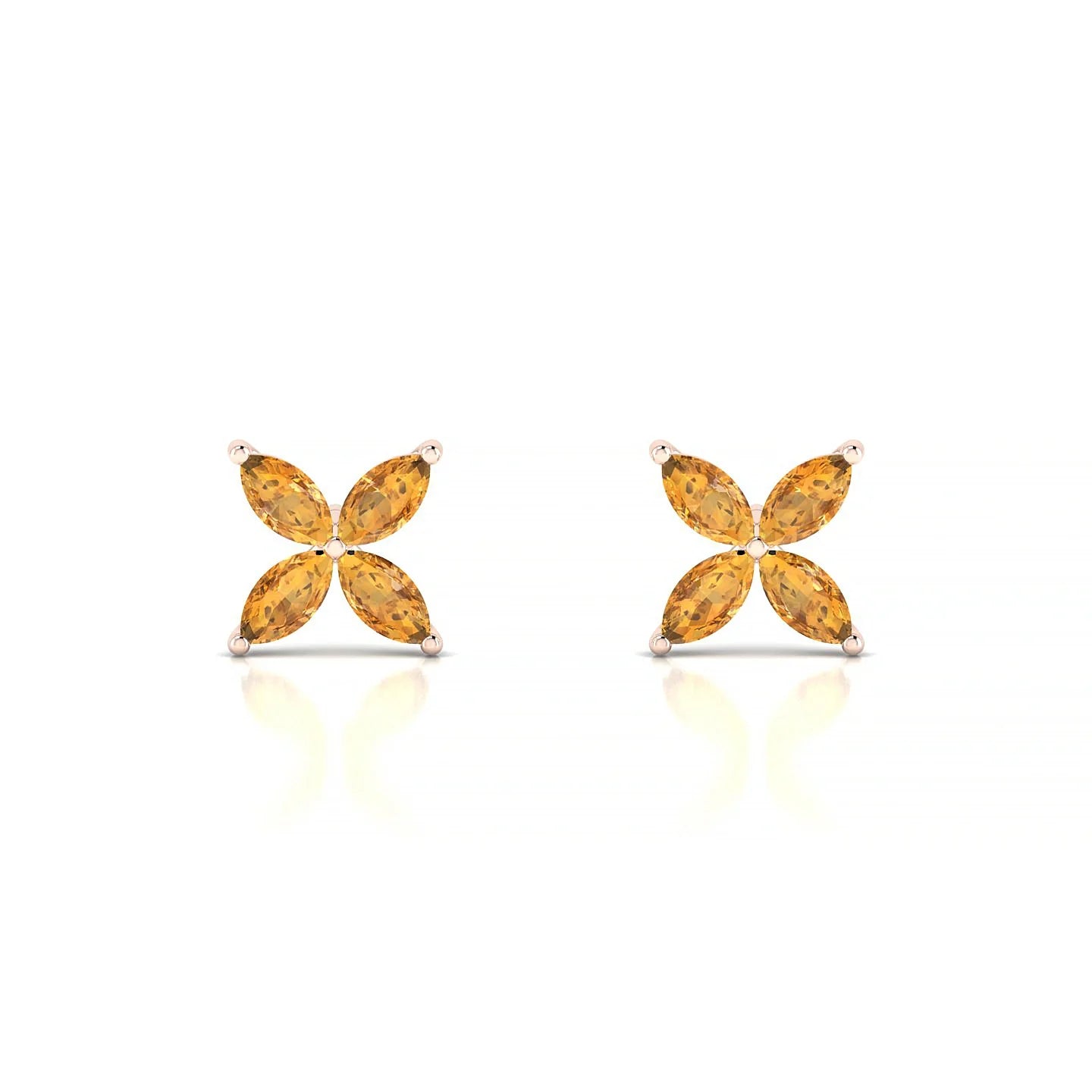 Glimpse | 18k Rose Gold 4 x 2 mm Marquise Citrine Earrings