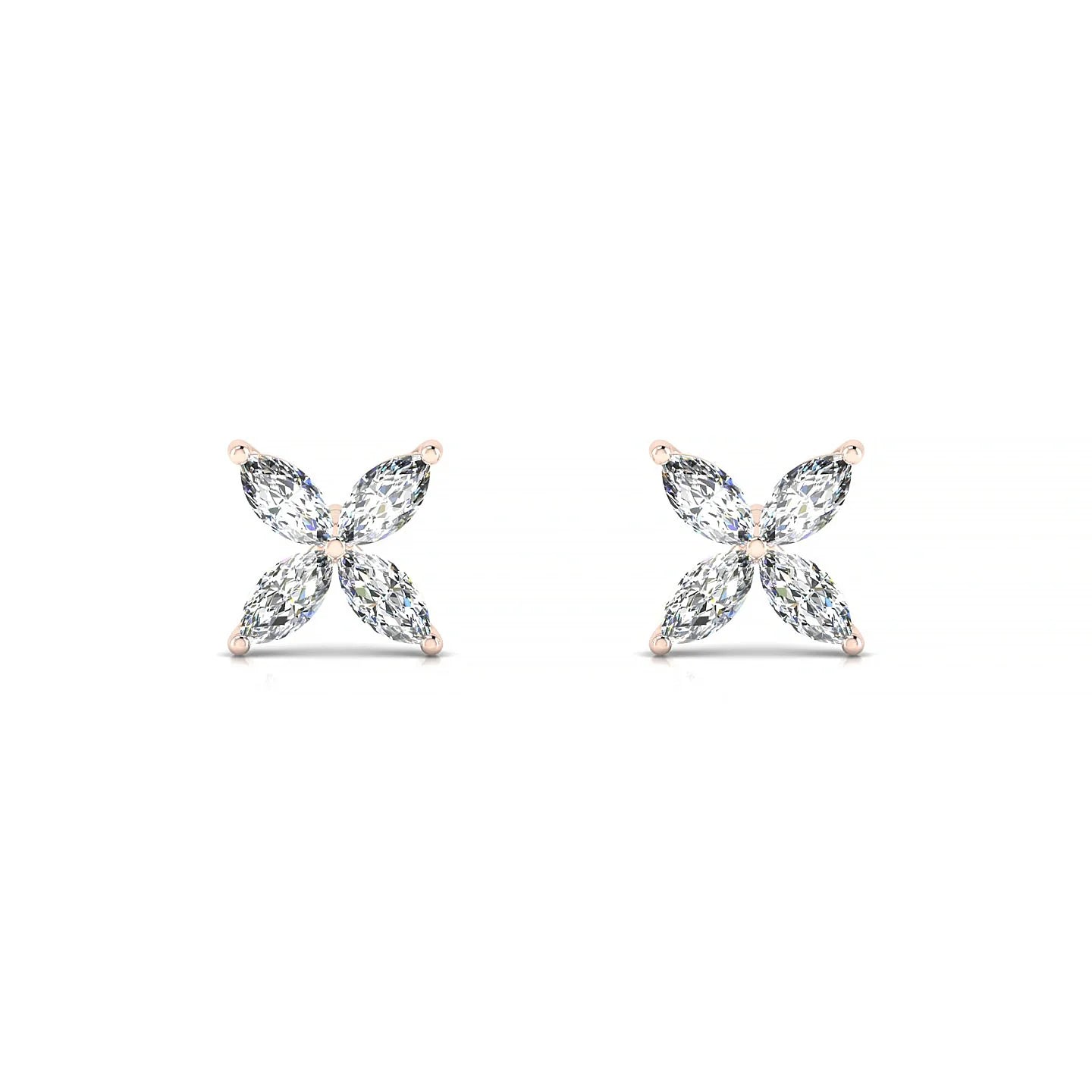 Glimpse | 18k Rose Gold 4 x 2 mm Marquise Diamond Earrings