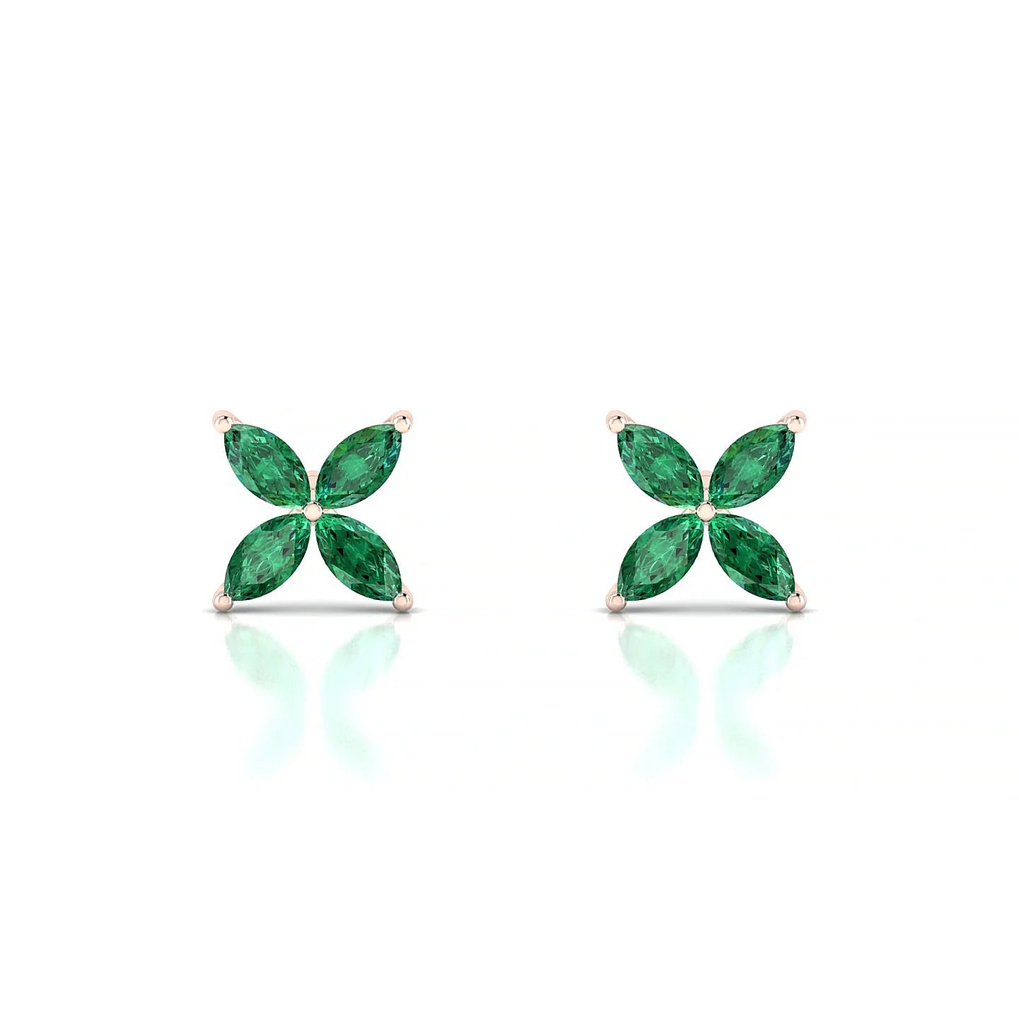 Glimpse | 18k Rose Gold 4 x 2 mm Marquise Emerald Earrings