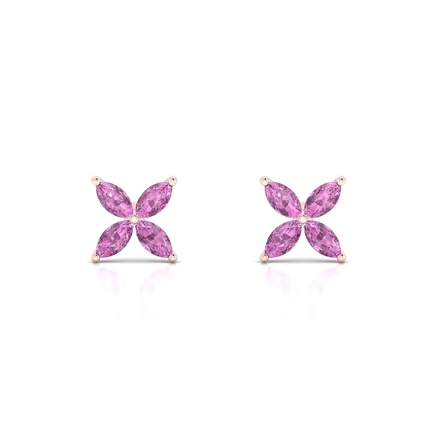 Glimpse | 18k Rose Gold 4 x 2 mm Marquise Pink Sapphire Earrings