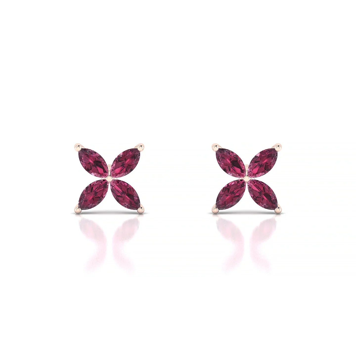 Glimpse | 18k Rose Gold 4 x 2 mm Marquise Rhodolite Earrings