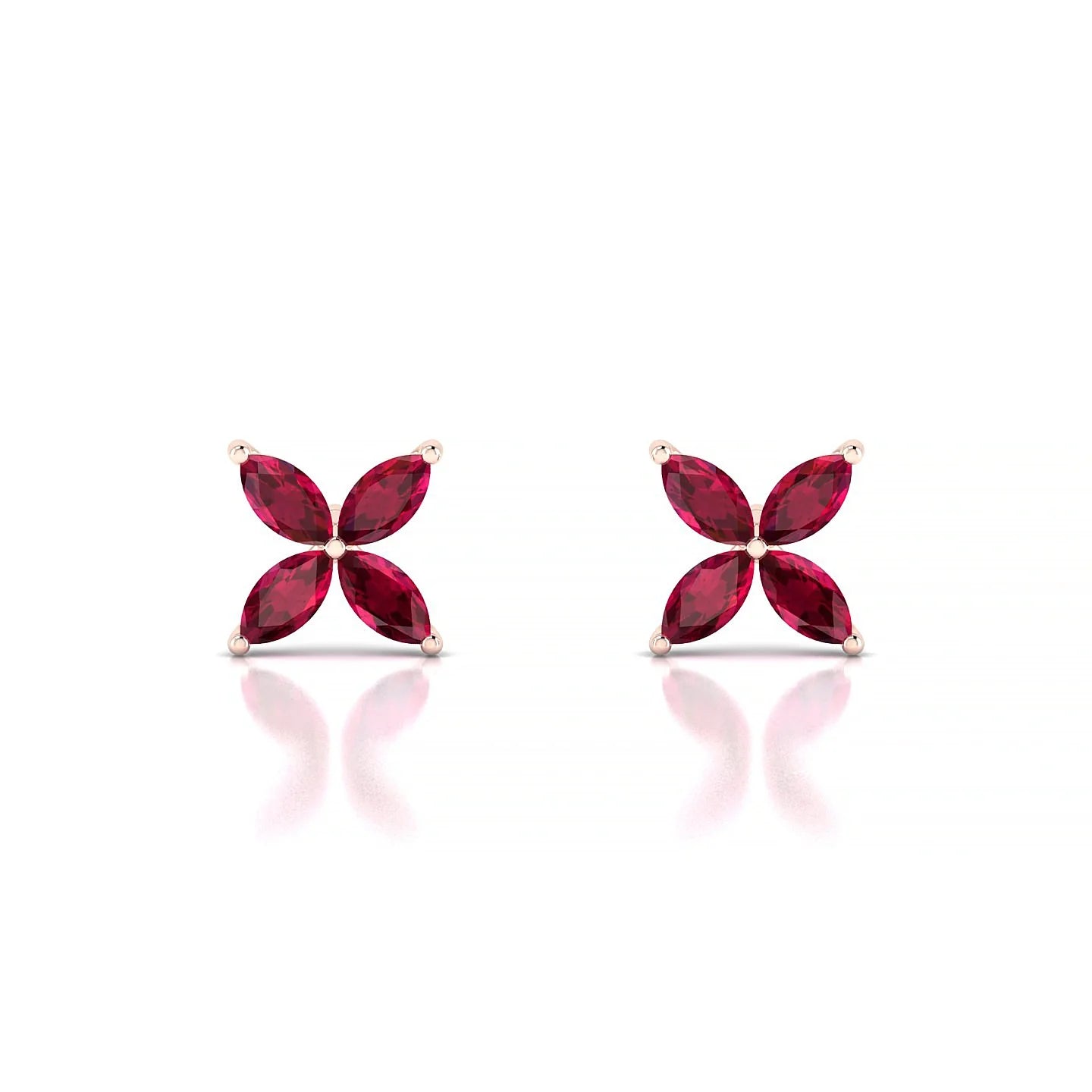 Glimpse | 18k Rose Gold 4 x 2 mm Marquise Ruby Earrings