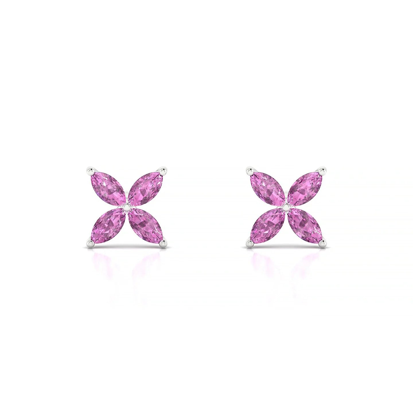 Glimpse | 18k White Gold 4 x 2 mm Marquise Pink Sapphire Earrings