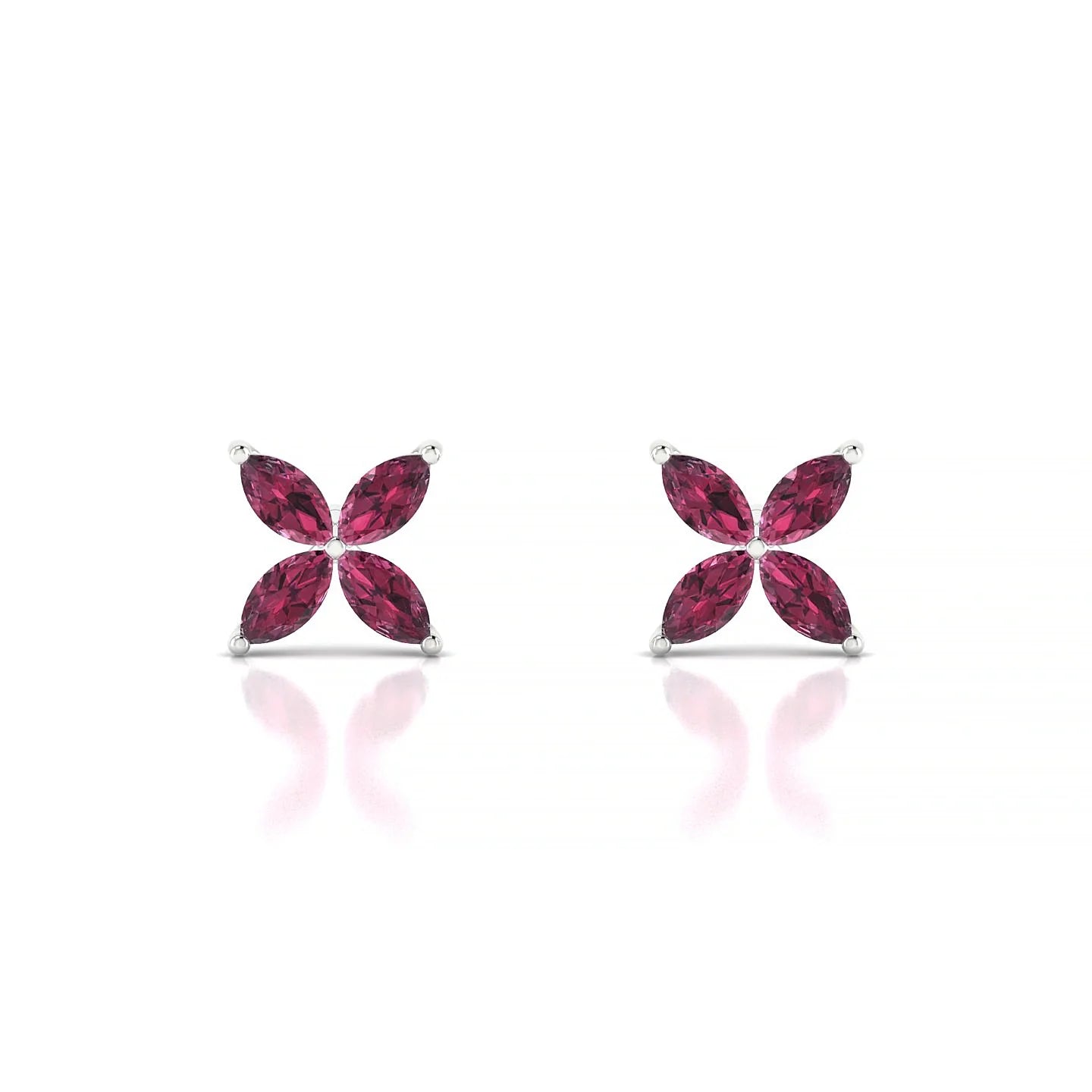 Glimpse | 18k White Gold 4 x 2 mm Marquise Rhodolite Earrings