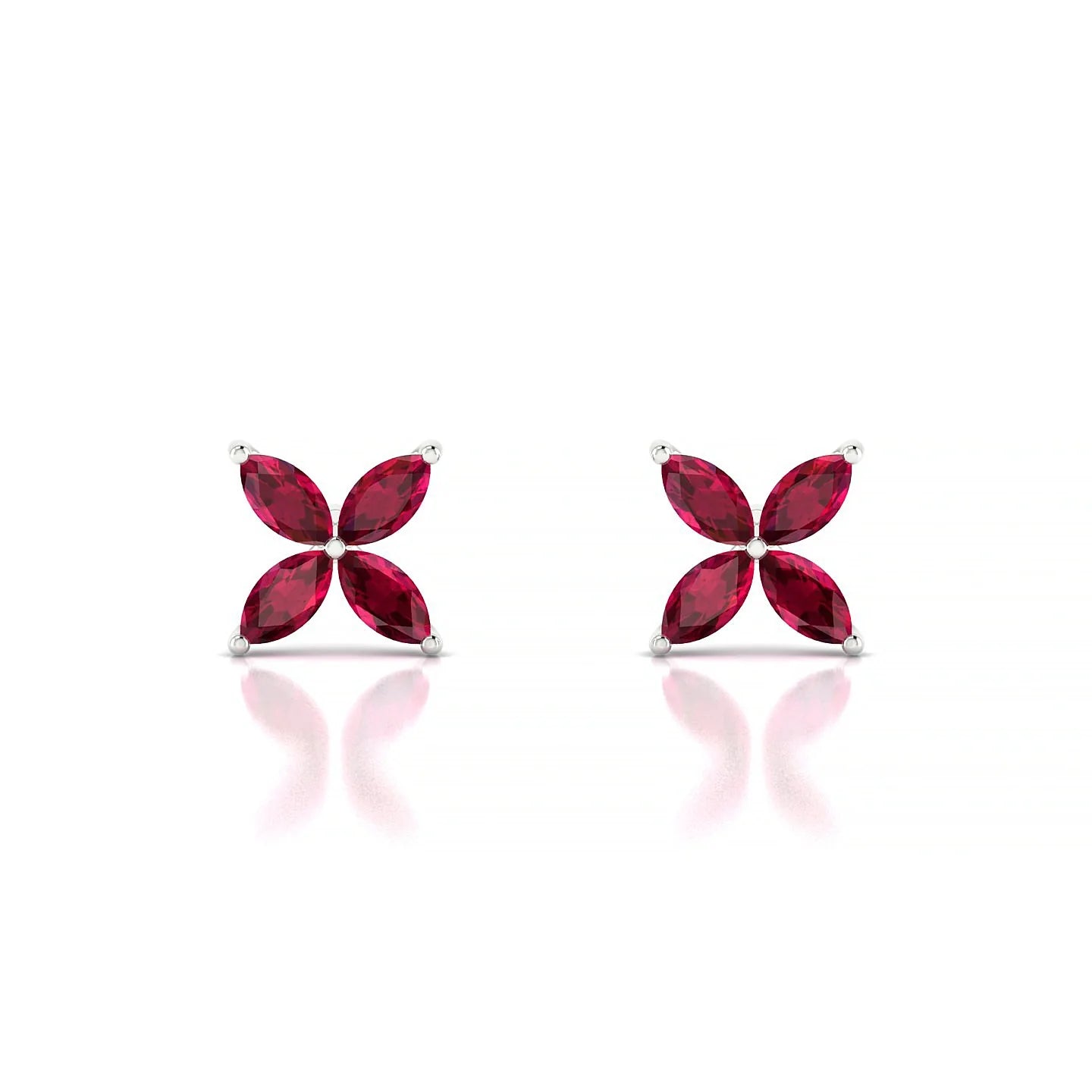Glimpse | 18k White Gold 4 x 2 mm Marquise Ruby Earrings