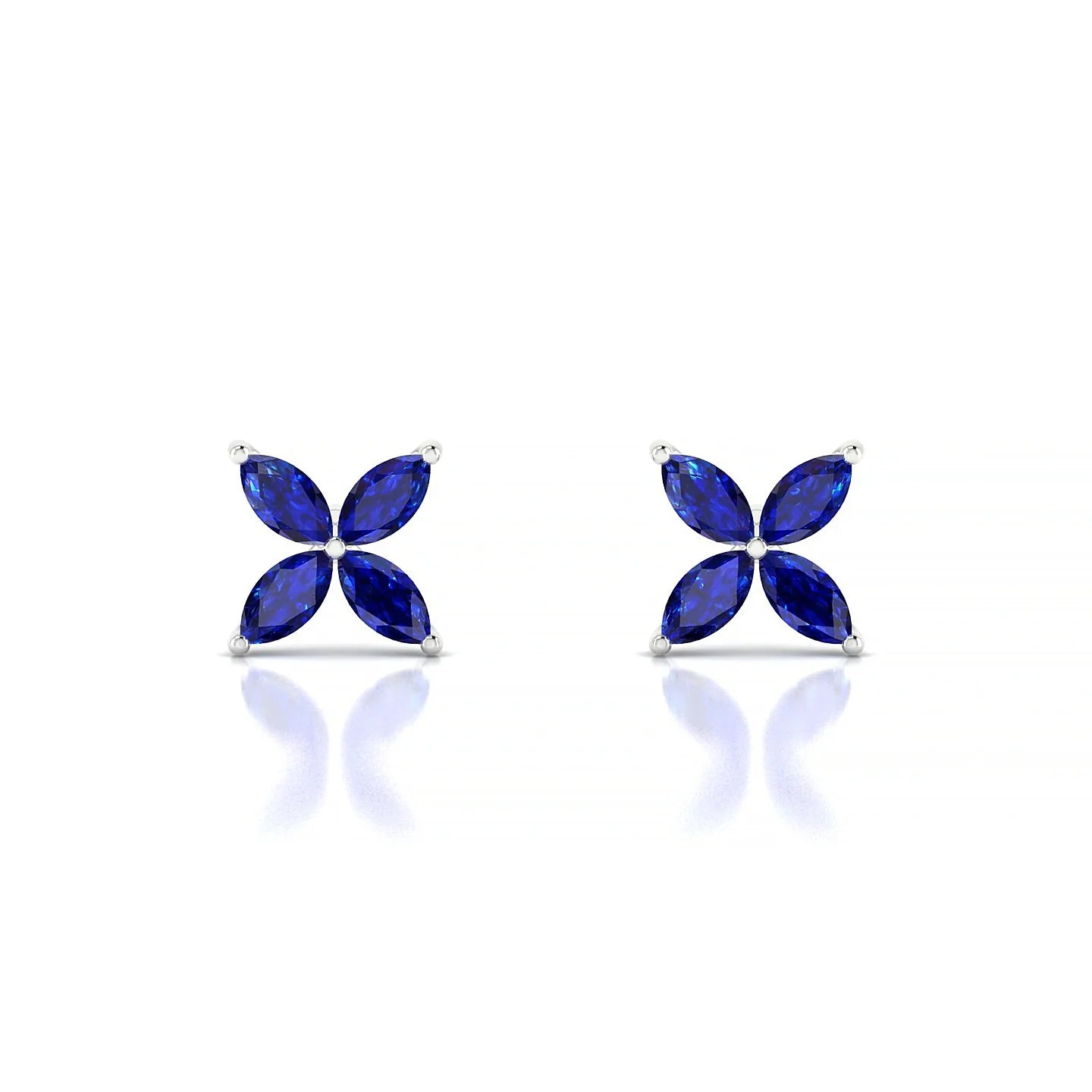 Glimpse | 18k White Gold 4 x 2 mm Marquise Sapphire Earrings