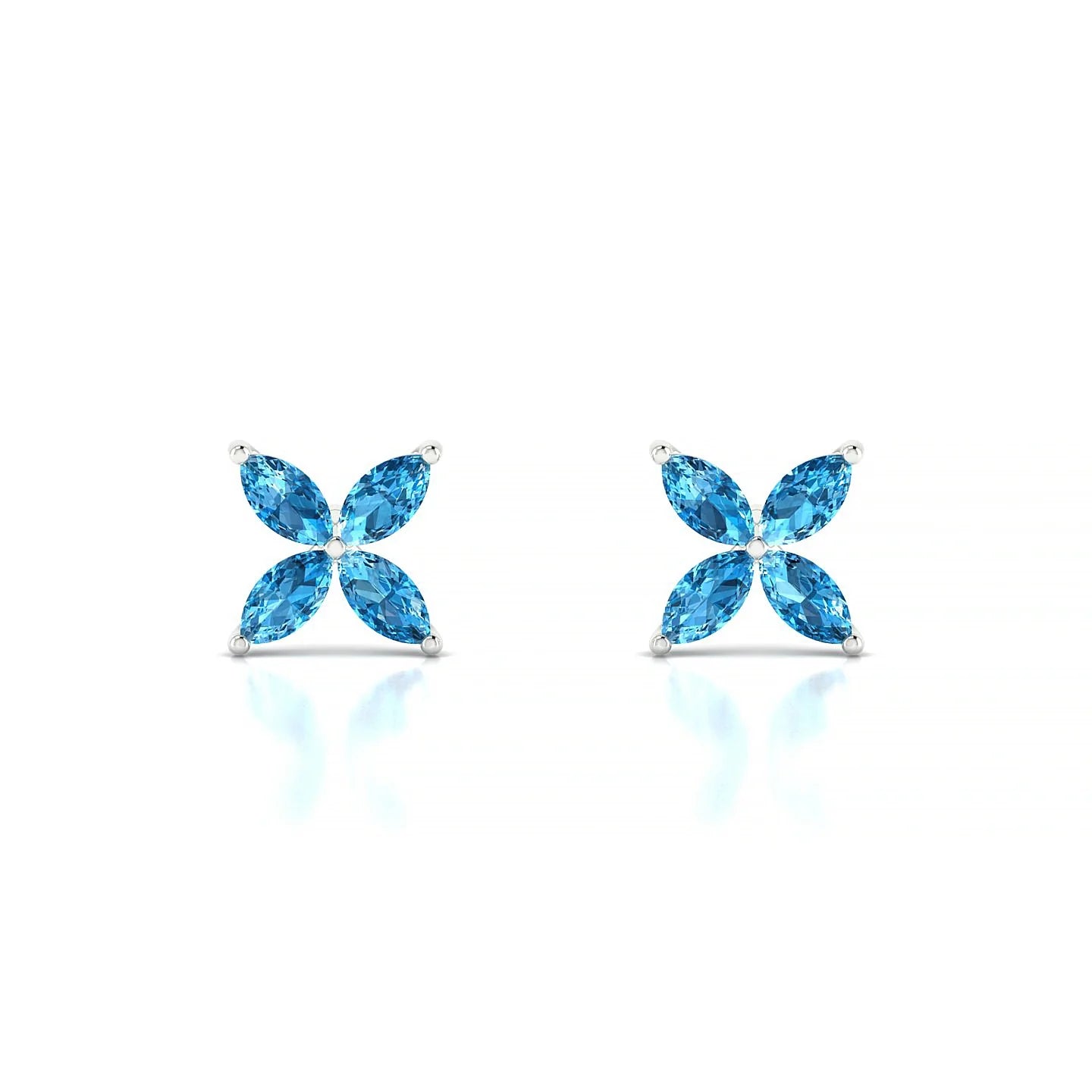 Glimpse | 18k White Gold 4 x 2 mm Marquise Topaz Earrings