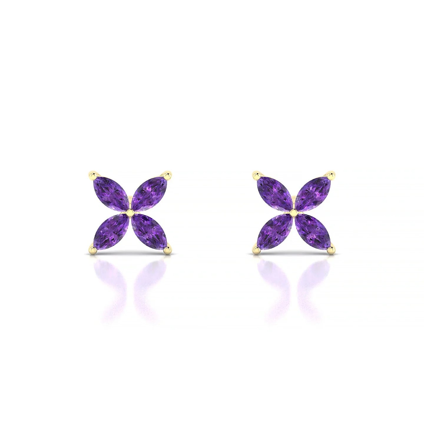 Glimpse | 18k Yellow Gold 4 x 2 mm Marquise Amethyst Earrings