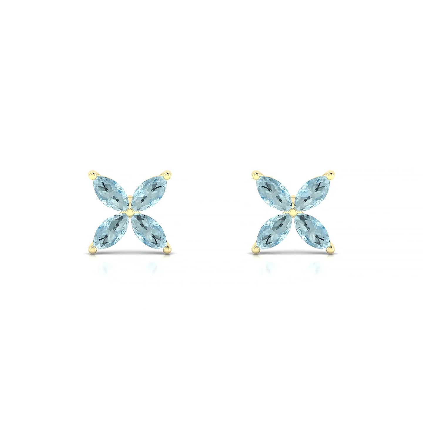 Glimpse | 18k Yellow Gold 4 x 2 mm Marquise Aquamarine Earrings
