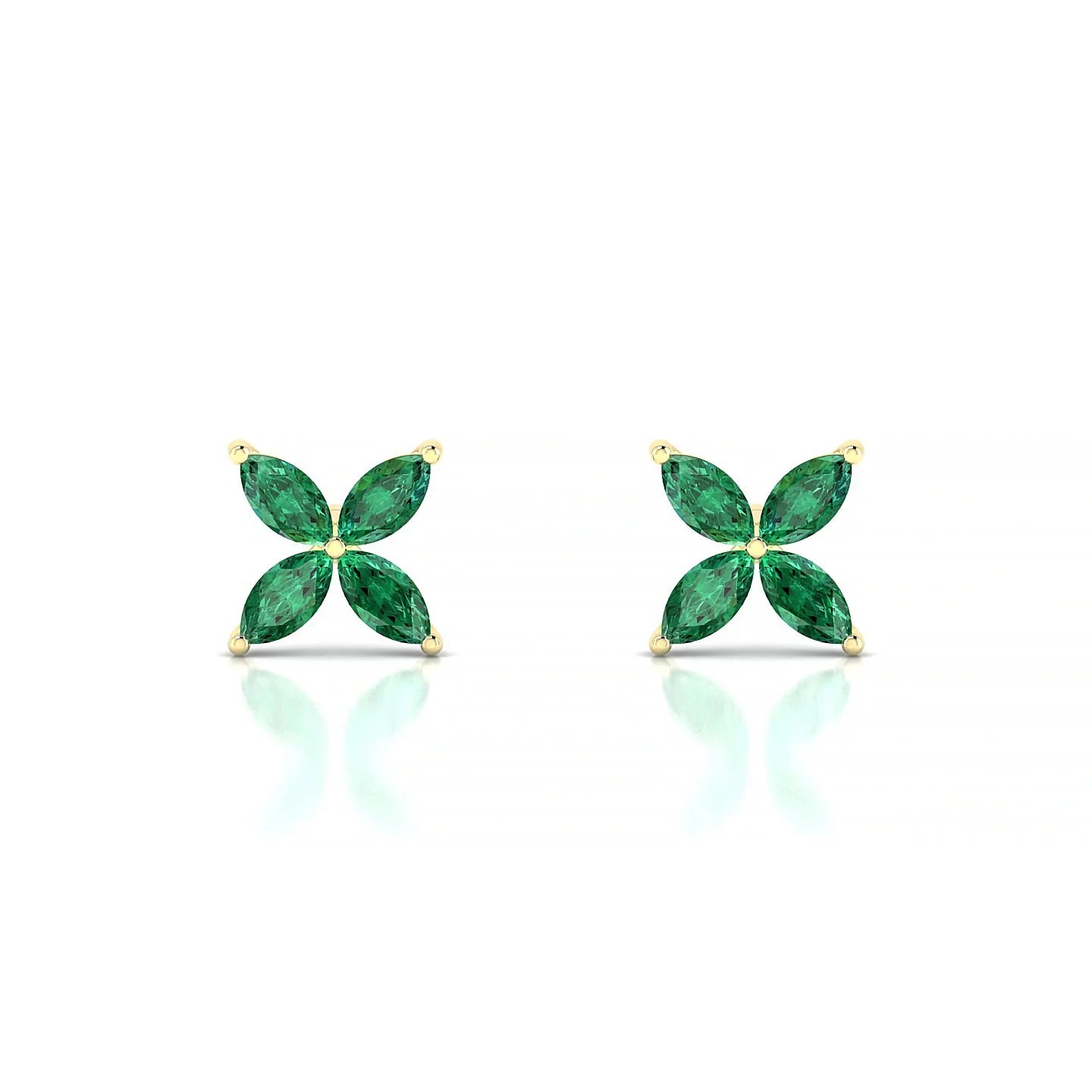 Glimpse | 18k Yellow Gold 4 x 2 mm Marquise Emerald Earrings