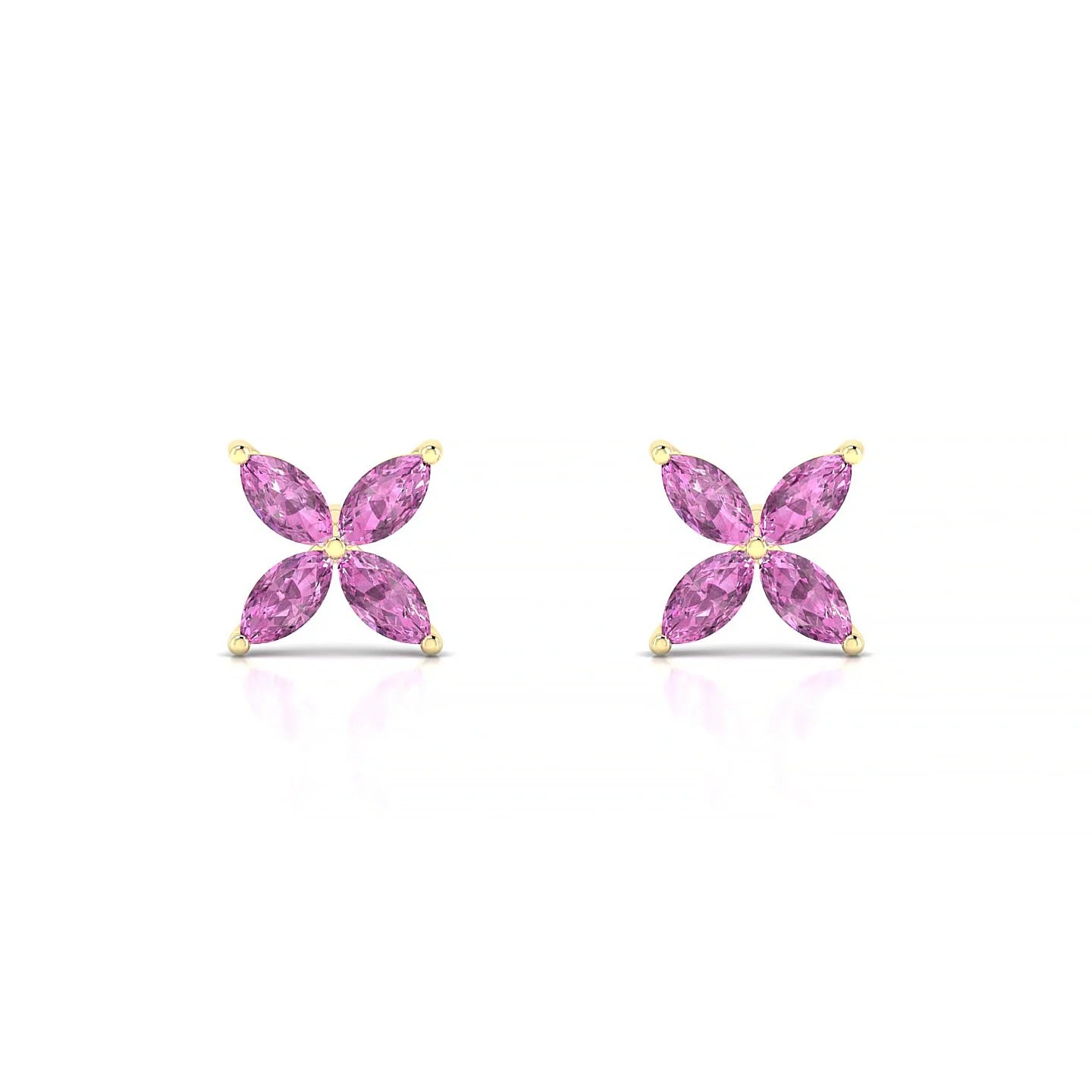 Glimpse | 18k Yellow Gold 4 x 2 mm Marquise Pink Sapphire Earrings
