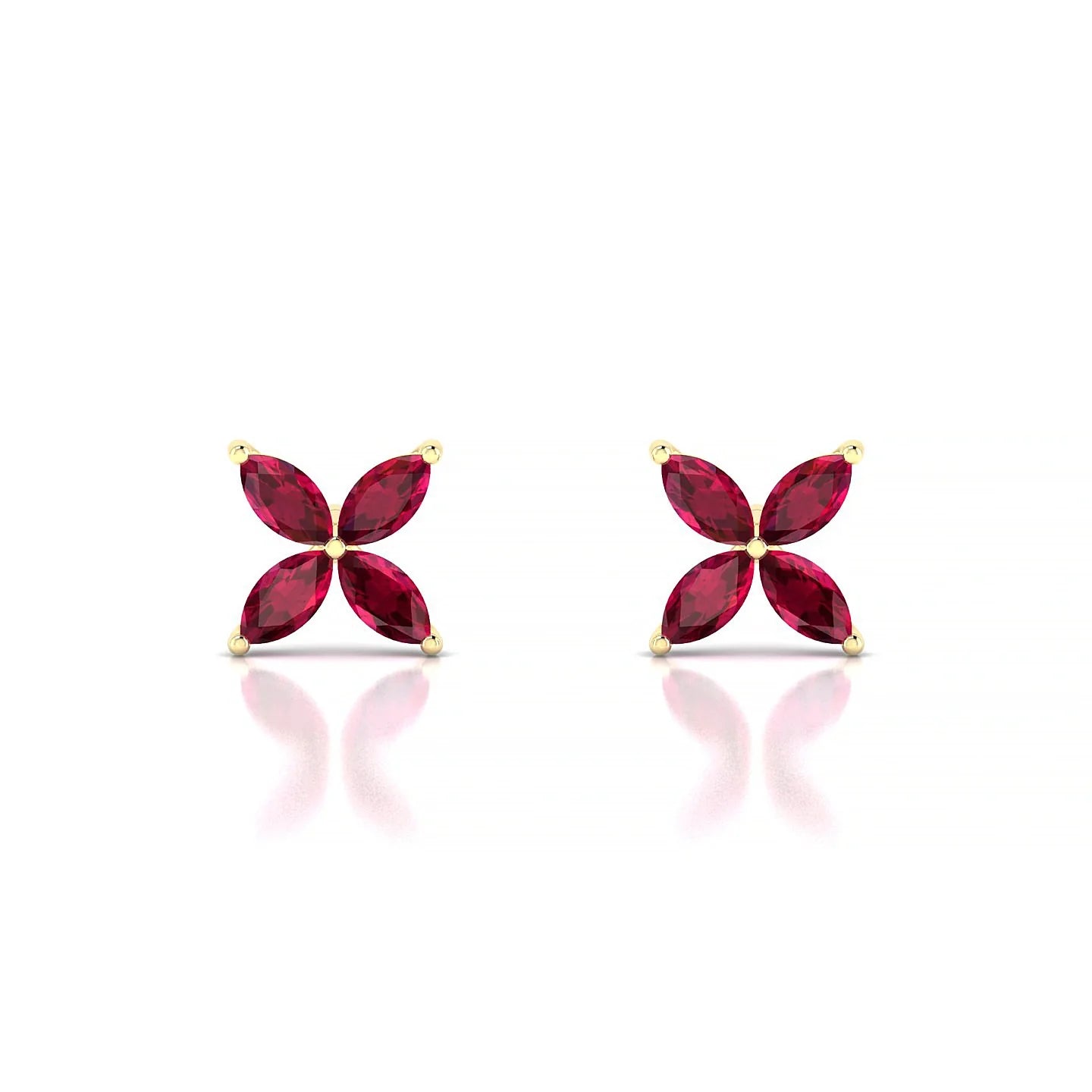 Glimpse | 18k Yellow Gold 4 x 2 mm Marquise Ruby Earrings