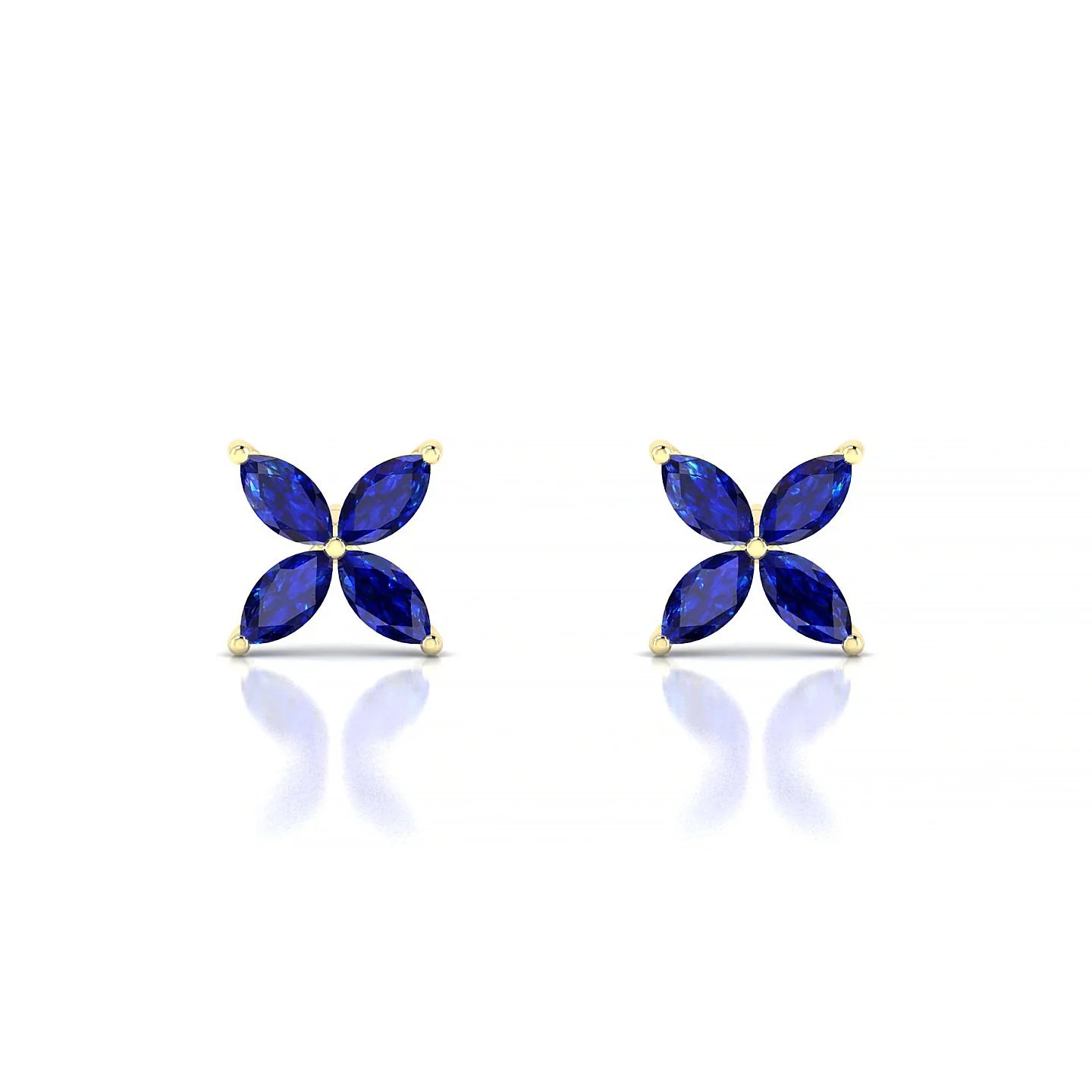Glimpse | 18k Yellow Gold 4 x 2 mm Marquise Sapphire Earrings