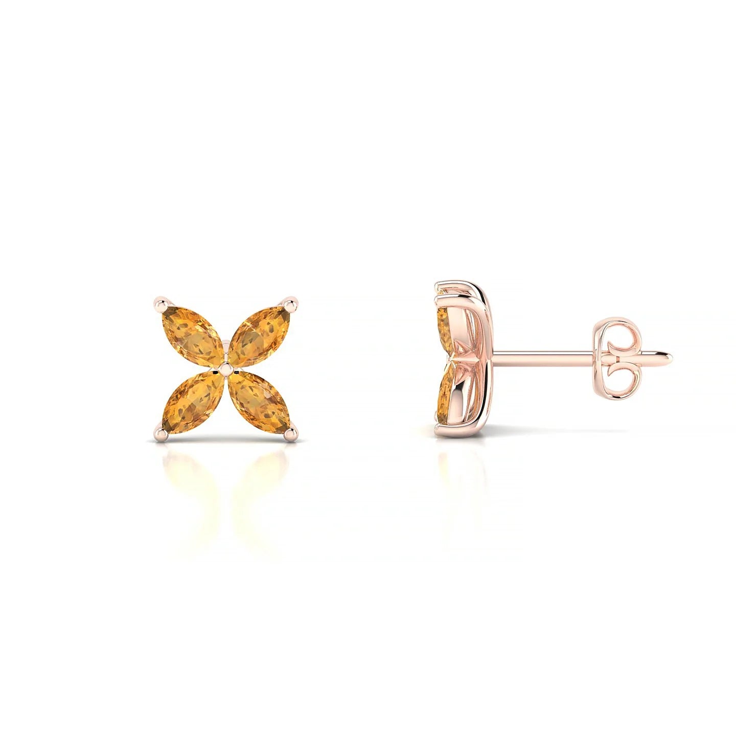 Glimpse | 18k Rose Gold 4 x 2 mm Marquise Citrine Earrings