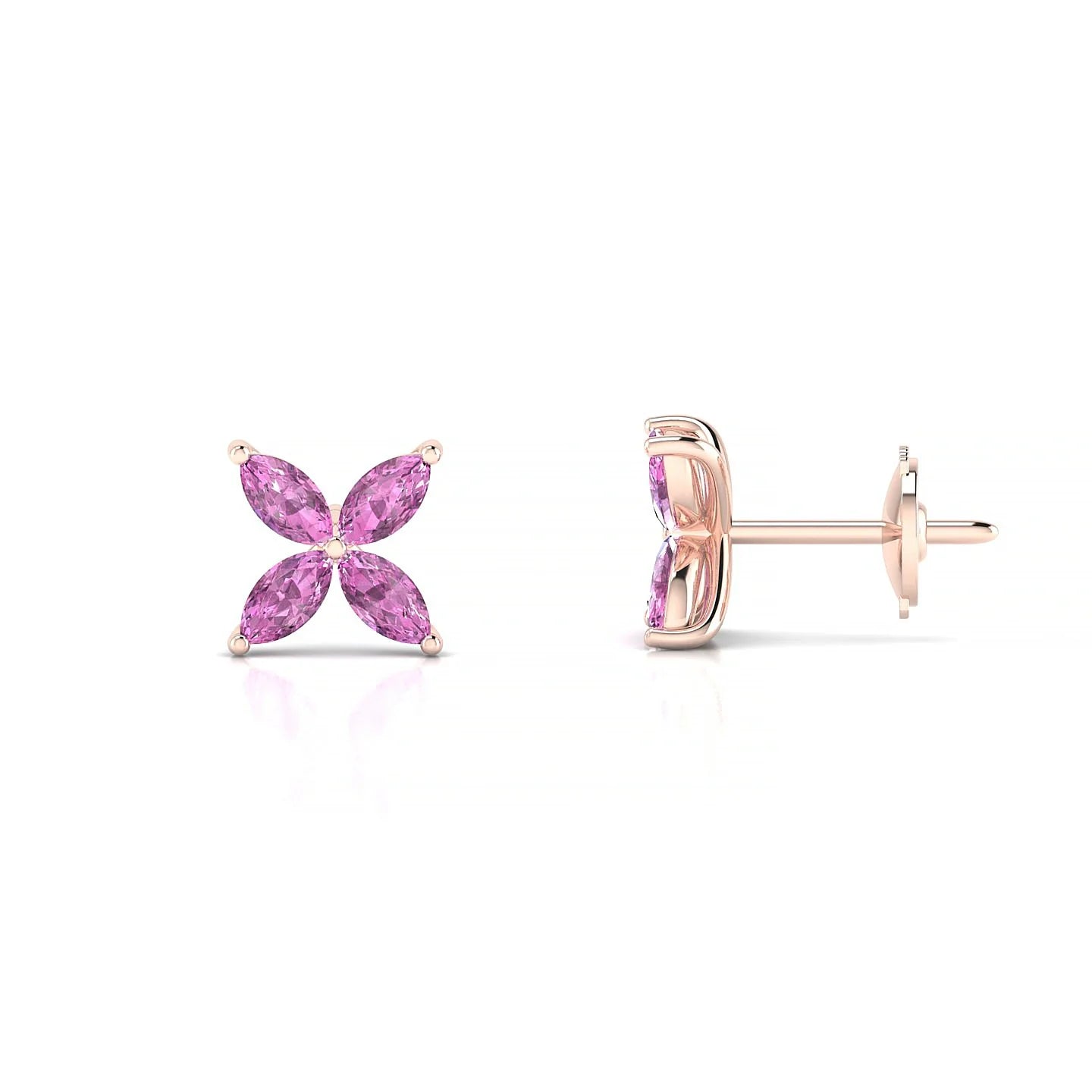 Glimpse | 18k Rose Gold 4 x 2 mm Marquise Pink Sapphire Earrings