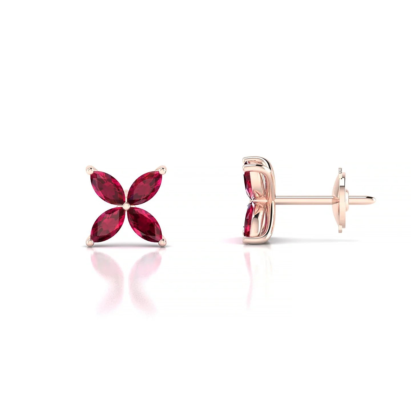 Glimpse | 18k Rose Gold 4 x 2 mm Marquise Ruby Earrings