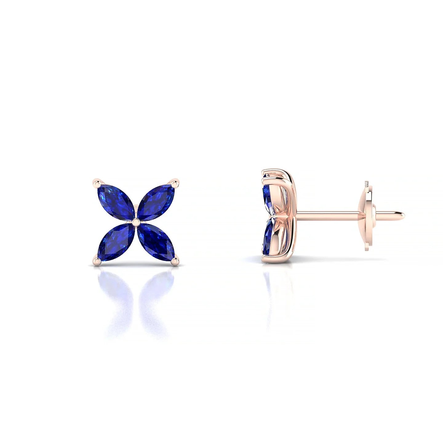 Glimpse | 18k Rose Gold 4 x 2 mm Marquise Sapphire Earrings