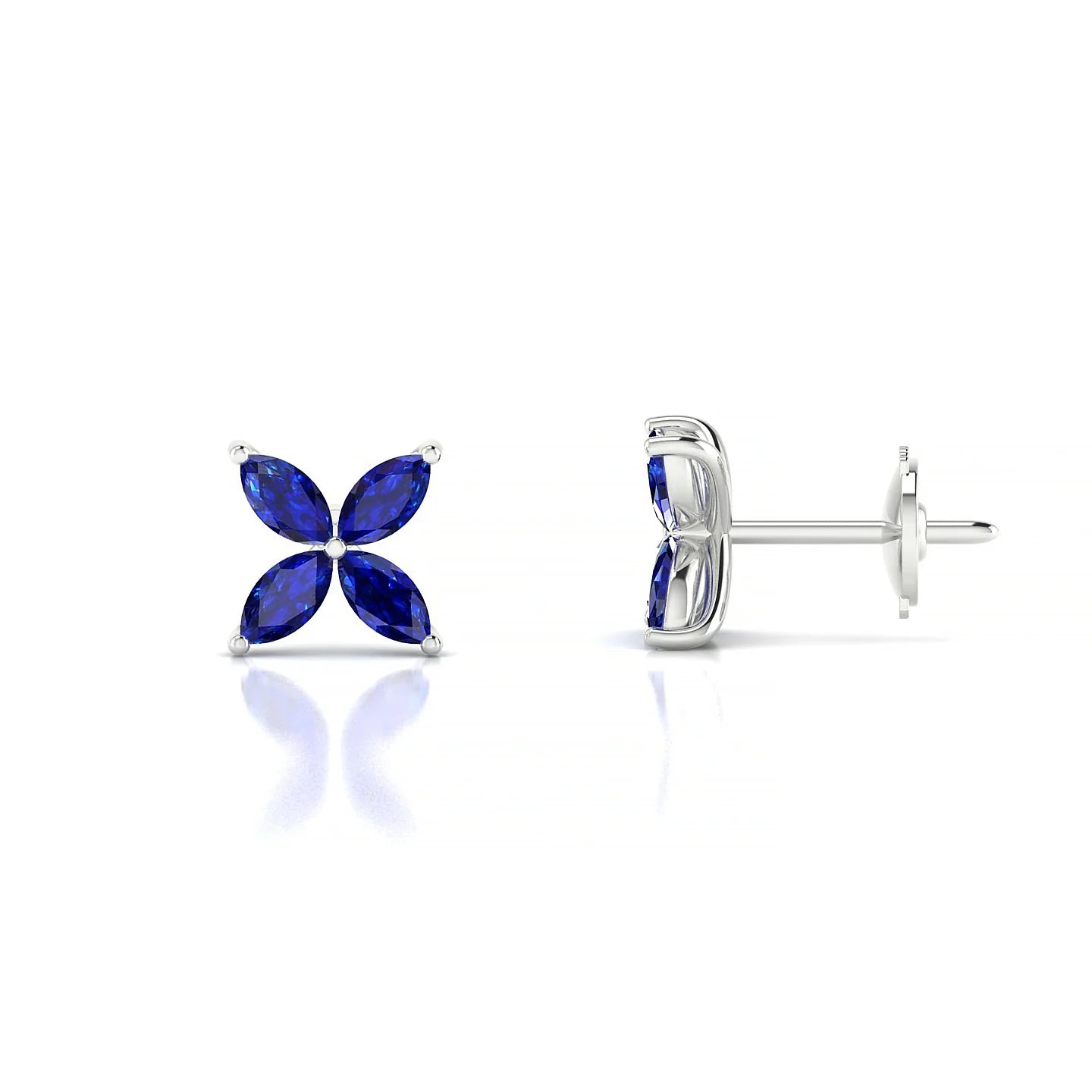 Glimpse | 18k White Gold 4 x 2 mm Marquise Sapphire Earrings