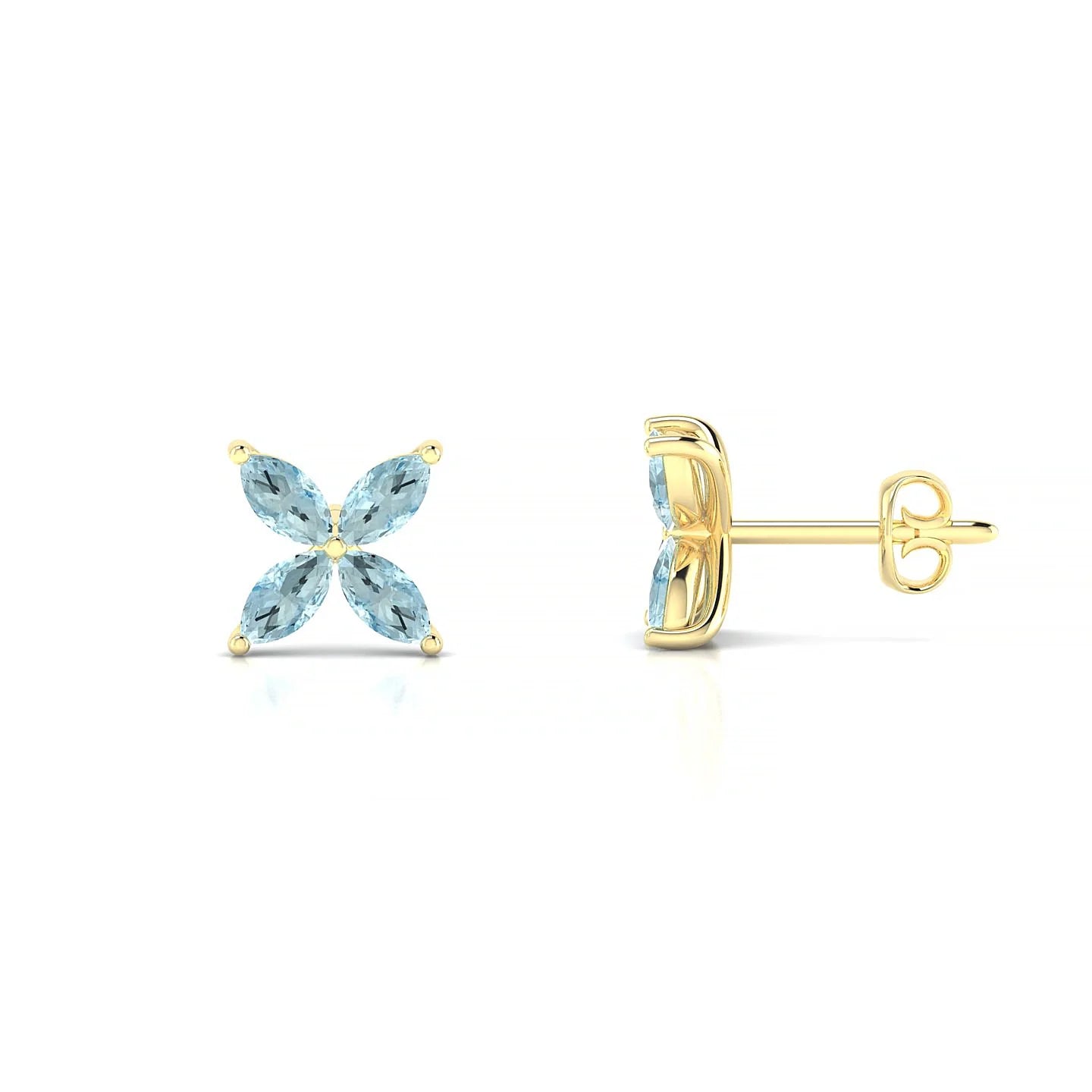 Glimpse | 18k Yellow Gold 4 x 2 mm Marquise Aquamarine Earrings