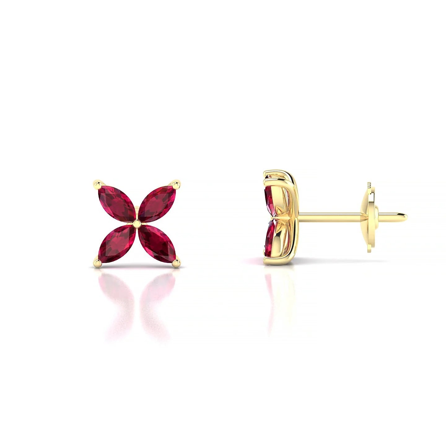 Glimpse | 18k Yellow Gold 4 x 2 mm Marquise Ruby Earrings