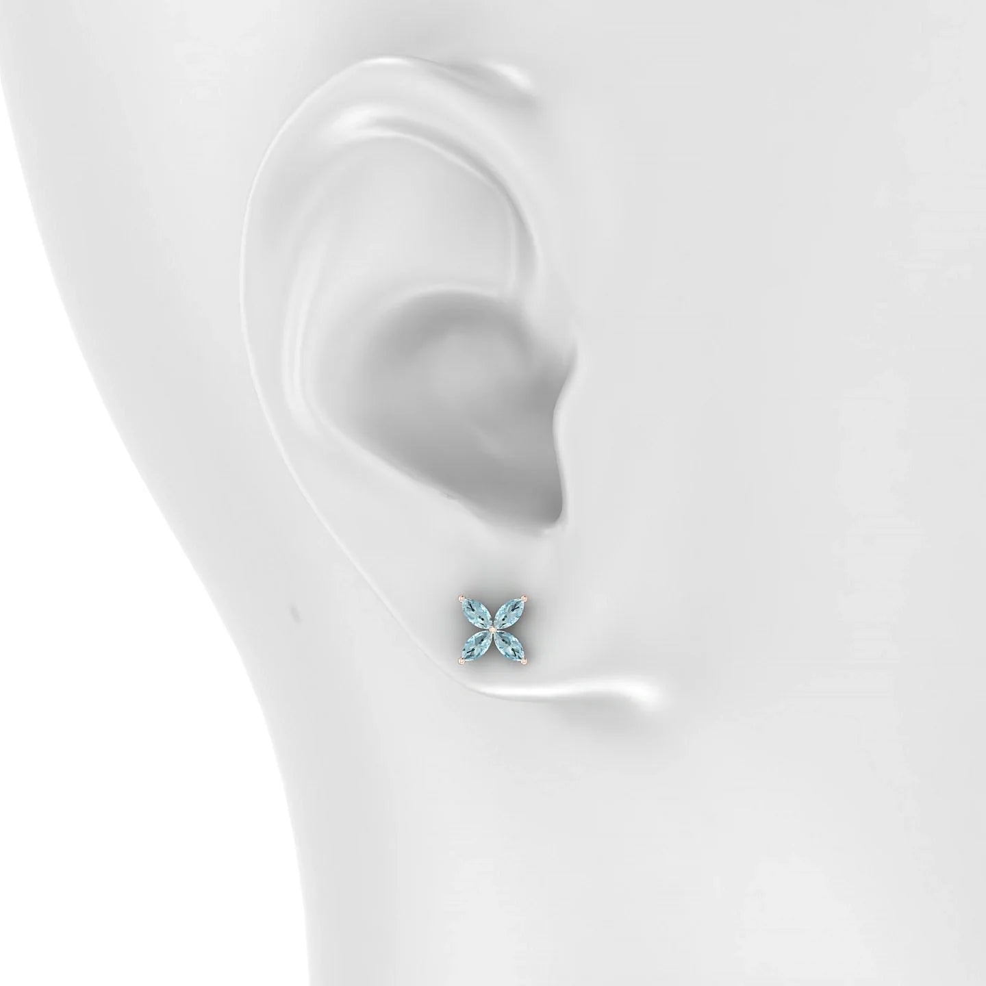 Glimpse | 18k Rose Gold 4 x 2 mm Marquise Aquamarine Earrings