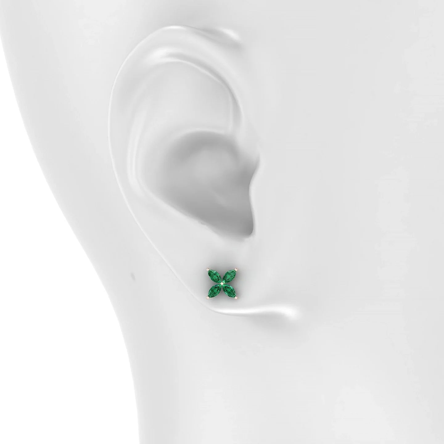 Glimpse | 18k Rose Gold 4 x 2 mm Marquise Emerald Earrings