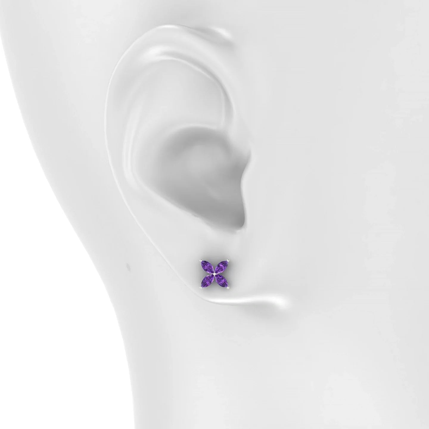 Glimpse | 18k White Gold 4 x 2 mm Marquise Amethyst Earrings