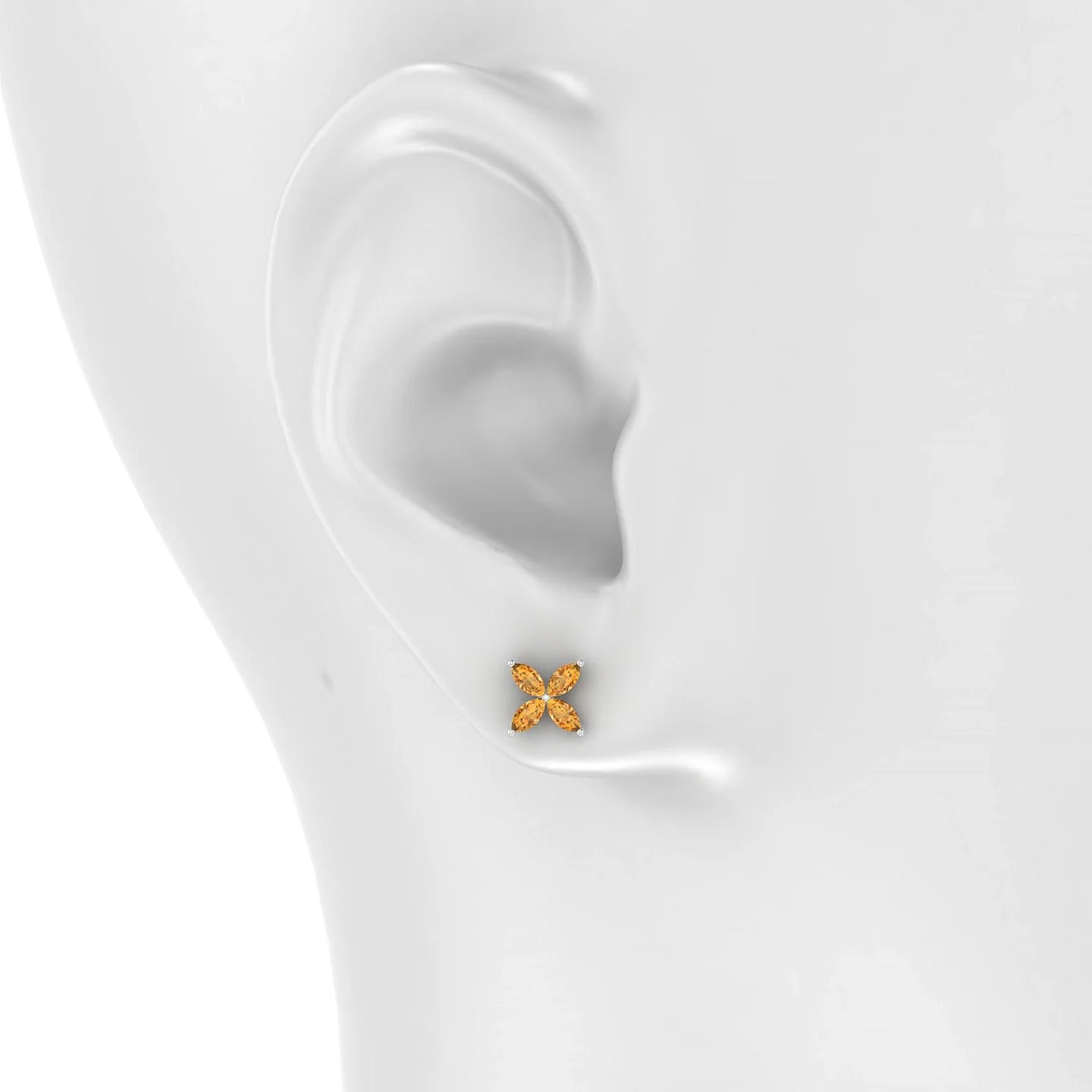 Glimpse | 18k White Gold 4 x 2 mm Marquise Citrine Earrings